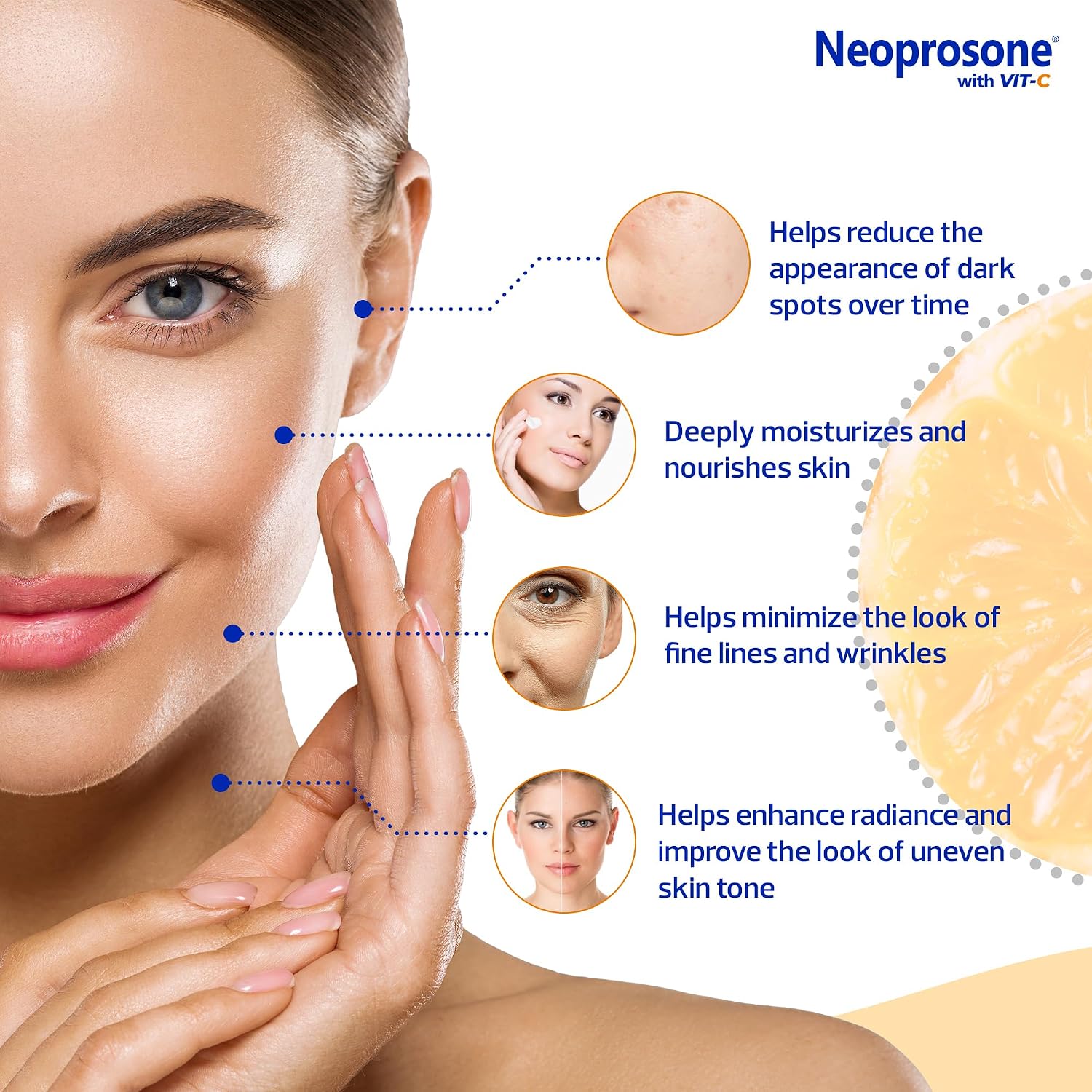 Neoprosone, Skin Brightening Cream - 1.7 fl oz / 50g - Helps to Fade Dark Spots on Face, Armpit, Elbows, Knees and Neck - with Vitamin C and Alpha Arbutin Complex