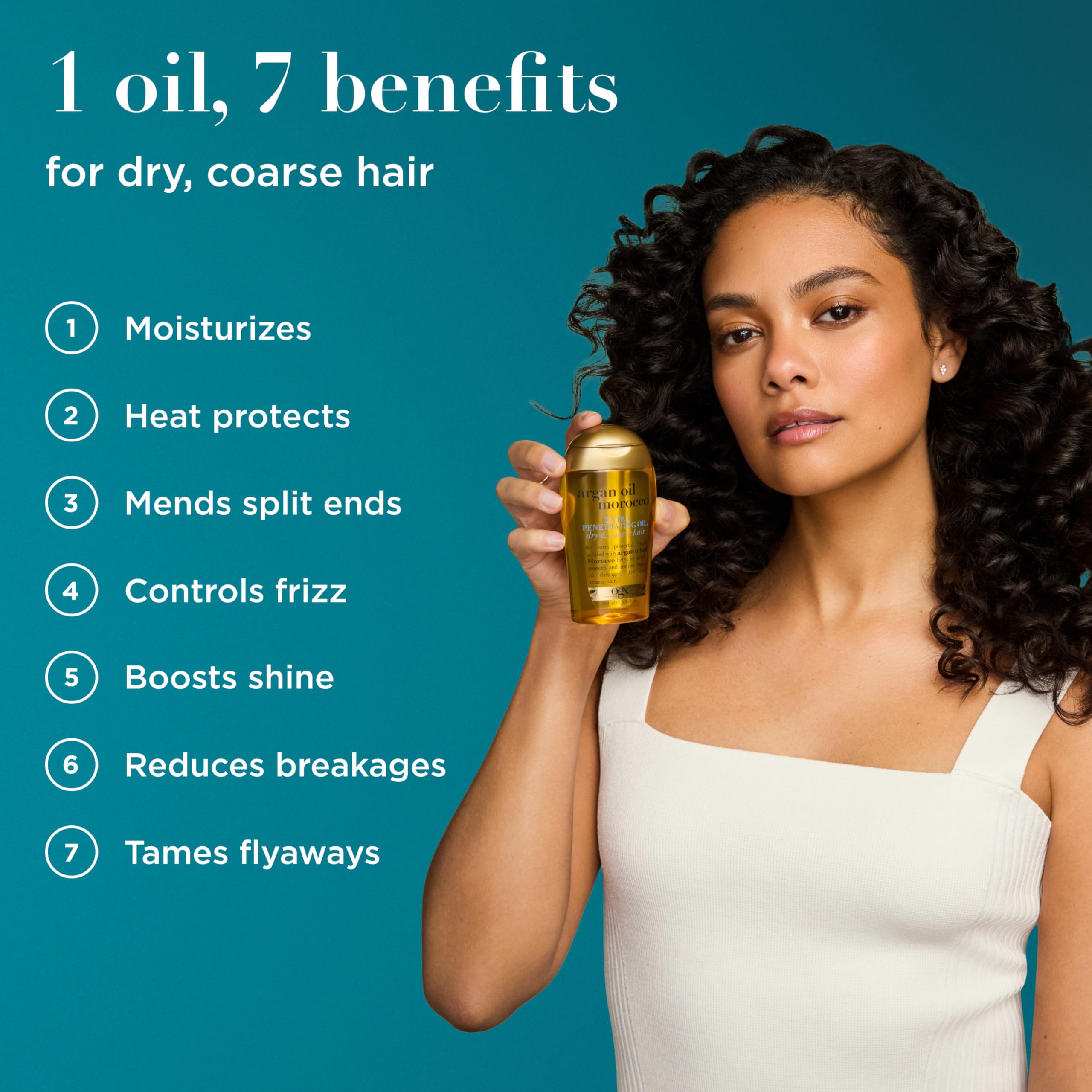 OGX Renewing + Argan Oil of Morocco Hair Oil, Extra Strength Penetrating Serum Treatment for Dry, Damaged, Frizzy, Curly & Coarse Hair, Cold-Pressed Argan Oil, Shine, 3.3 Fl Oz Halalzen