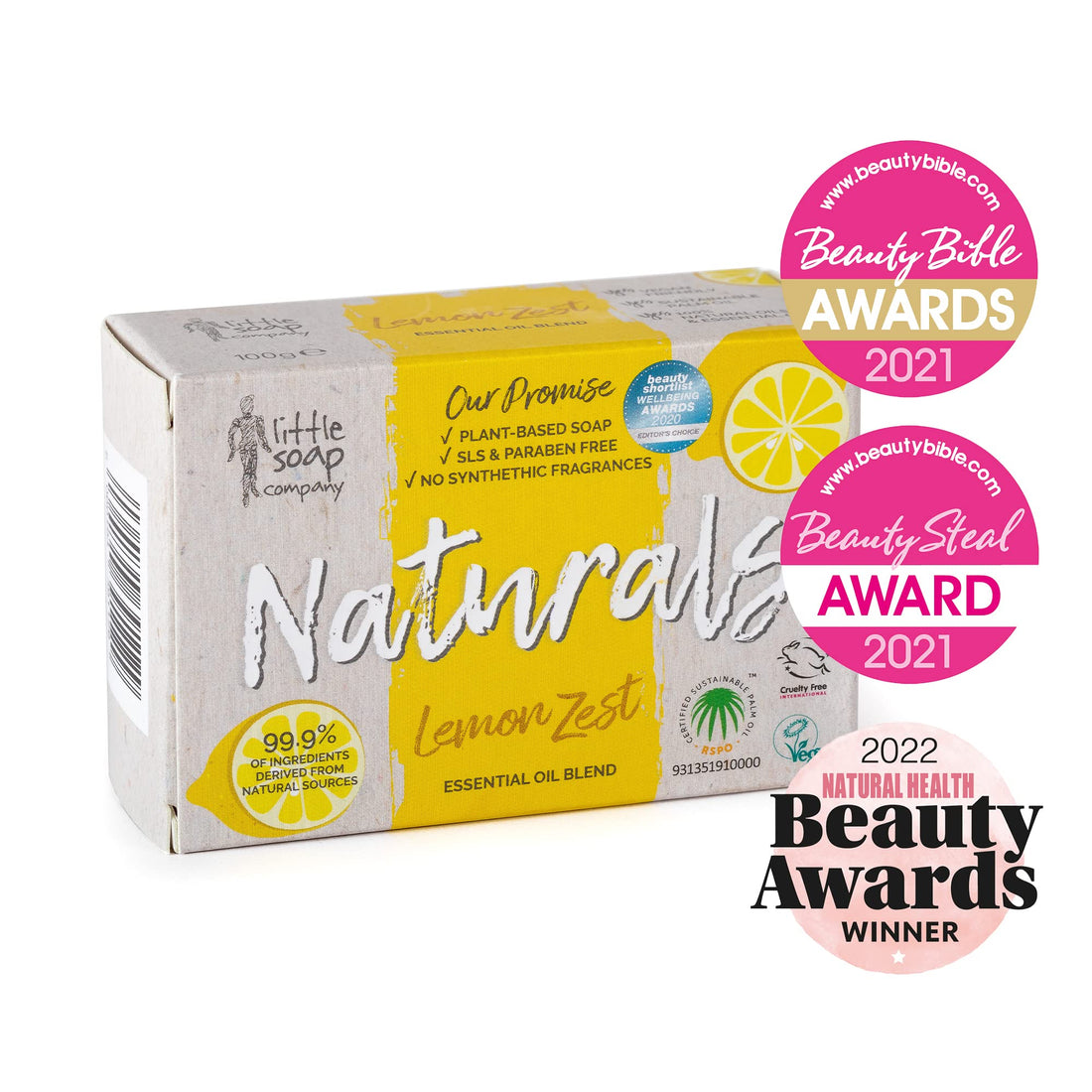 Little Soap Company Natural Range - Citrus & Lavender Soap Bar 100g | Vegan, Cruelty Free & Eco Friendly Body, Face & Hand Soap | Free from SLS & Parabens | Antibacterial with Cleansing Essential Oils Halalzen