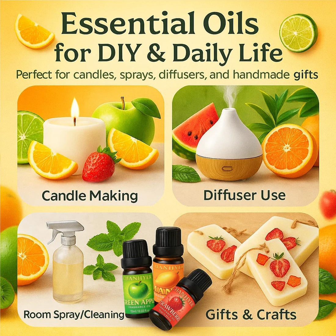 Hotel Collection Essential Oils for Diffusers for Home - 6 x 10 ml Luxury Scented Oil Set with Luxury Night,Jasmine Peppermint,White Tea,Citrus Happiness,My Way,Hotel Lobby,Gift for Women and Men