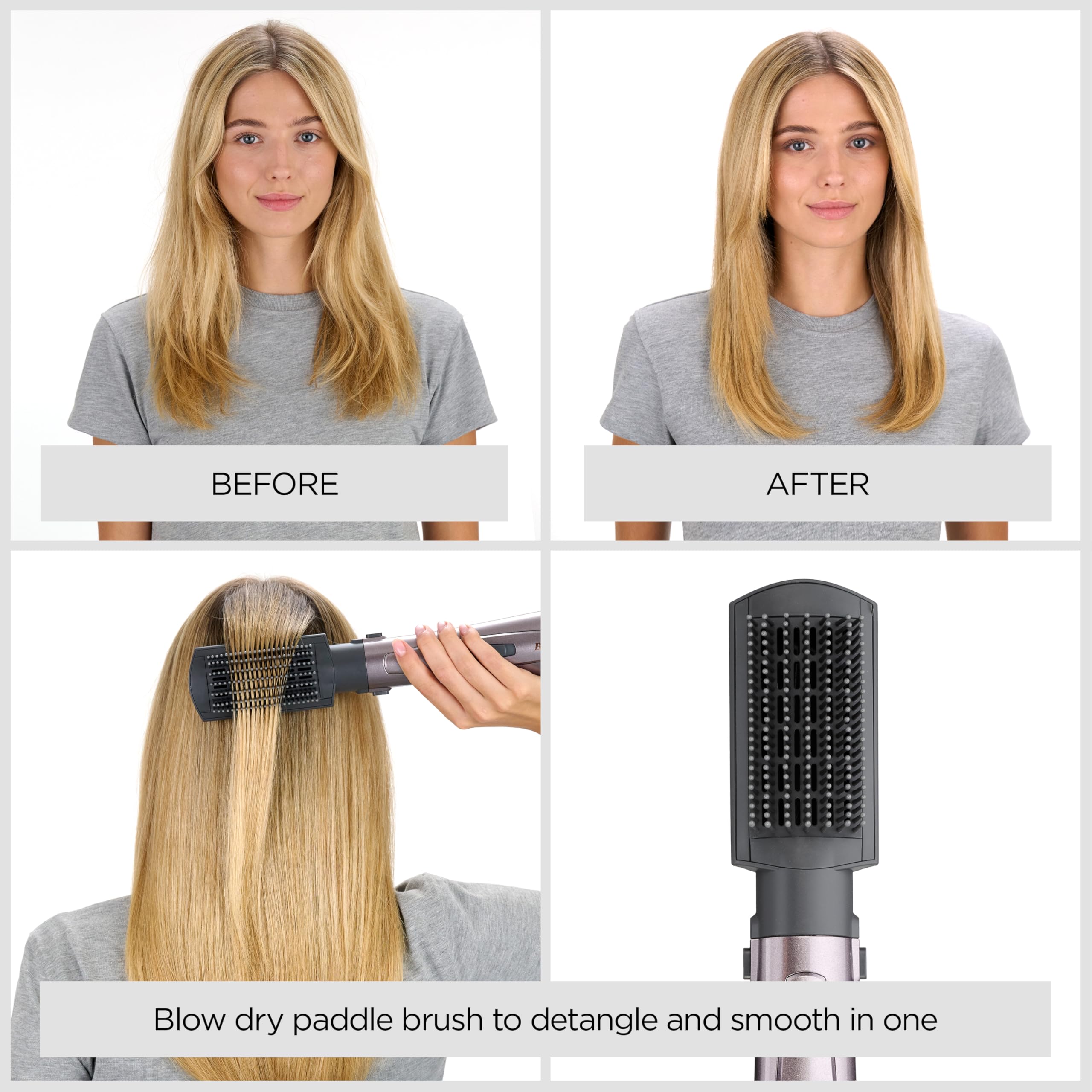 BaByliss Air Styler 1000W - All in One Hair Dryer Brush, Volumiser and Curler, Advanced Ionic Frizz-Control System, 4 Attachments, Copper/Grey, 2136U Halalzen