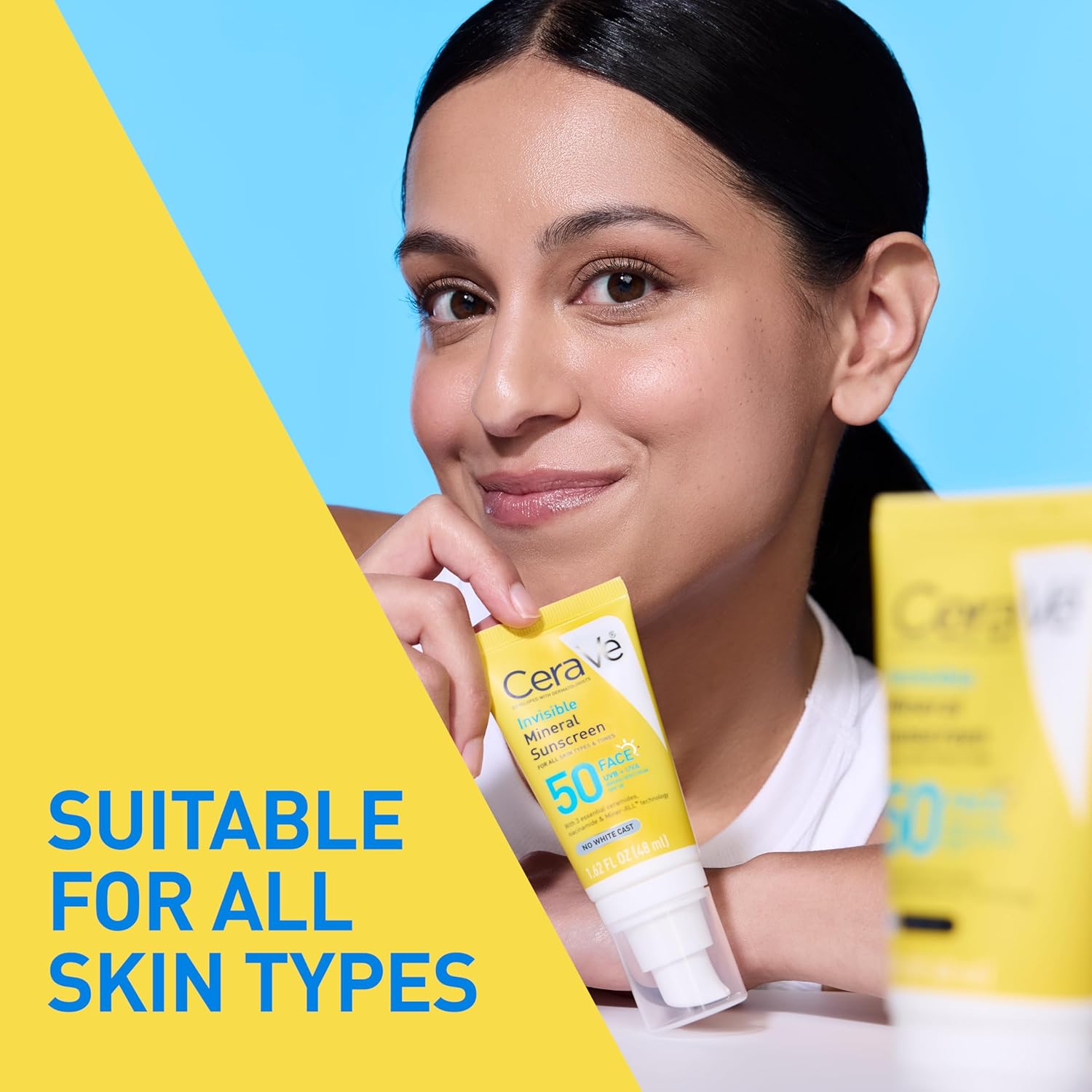CeraVe Invisible Mineral Sunscreen SPF 50, Face Sunscreen for Sensitive Skin With Zinc Oxide & Titanium Dioxide, Vitamin E + Niacinamide + Ceramides, Oil Free, Travel Size 1.62 oz Halalzen