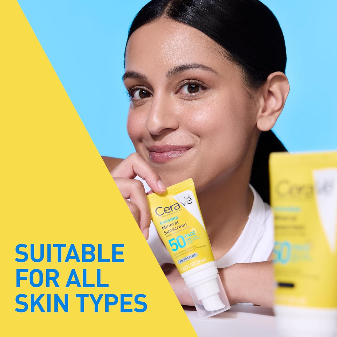 CeraVe Invisible Mineral Sunscreen SPF 50, Face Sunscreen for Sensitive Skin With Zinc Oxide & Titanium Dioxide, Vitamin E + Niacinamide + Ceramides, Oil Free, Travel Size 1.62 oz Halalzen