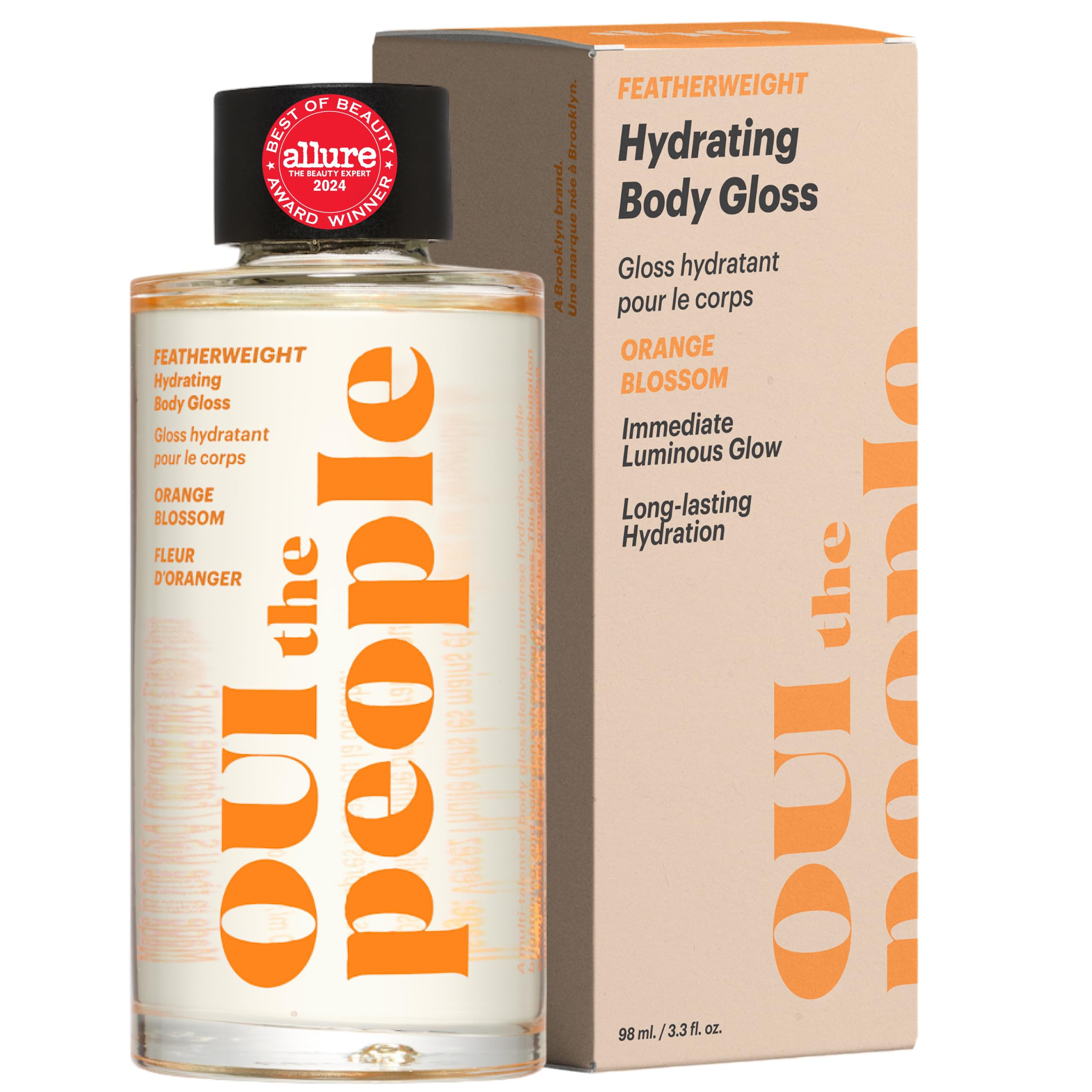 OUI the People FEATHERWEIGHT Hydrating Body Gloss, Orange Blossom Scent, Skin Barrier Boosting Body Glow Oil for Deep Hydration, Softens, Firms, and Enhances Skin Health, Shimmer Body Oil, 3.3 oz