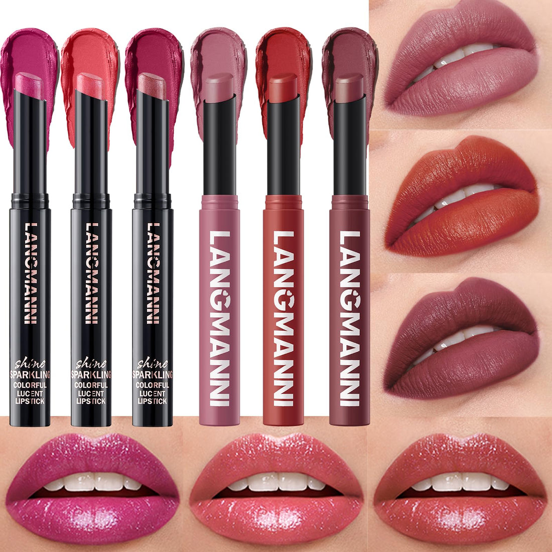 12Pcs Velvet Matte Lipstick Nude Matte Soft Dark Color Stick High Pigmented Long-Lasting Waterproof Lip Stick Lip Balm Beauty Cosmetics Gift for Women(01#-12#)