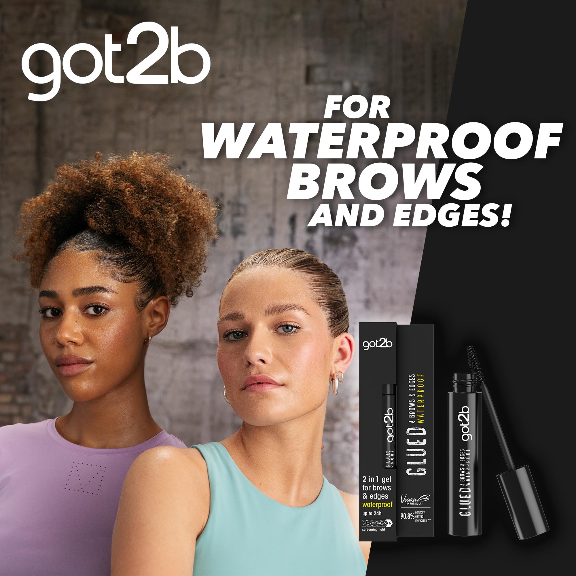 got2b Glued 4 brows & Edges Clear gel 2 in 1 16 ml, Screaming Hold Brow gel, Eyebrow Gel for Long Lasting Looks, Vegan Formula