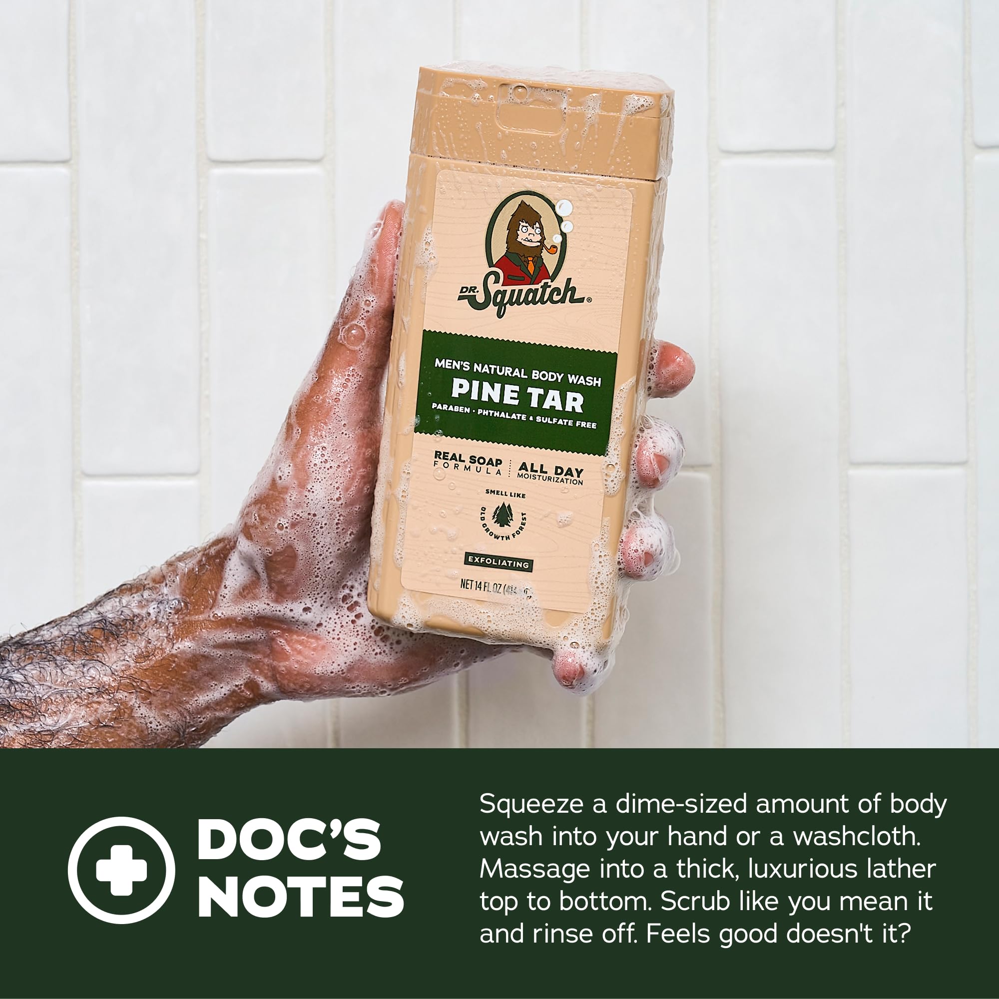 Dr. Squatch Natural Men's Body Wash Shower Gel - Cleansing, Nourishing, Long Lasting Scent, Moisturizing Body Wash for Men - Coconut Castaway + Wood Barrel Bourbon (14 oz, 2-Pack)