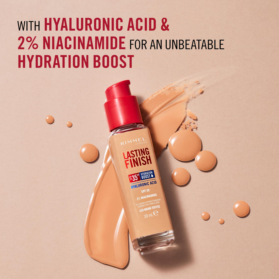 Rimmel Lasting Finish 35Hr Foundation 200 Soft Beige, Full Coverage, Hydrating, SPF20, Hyaluronic Acid, Vitamin E, 2% Niacinamide, All Day Wear, Vegan, Cruelty Free Halalzen