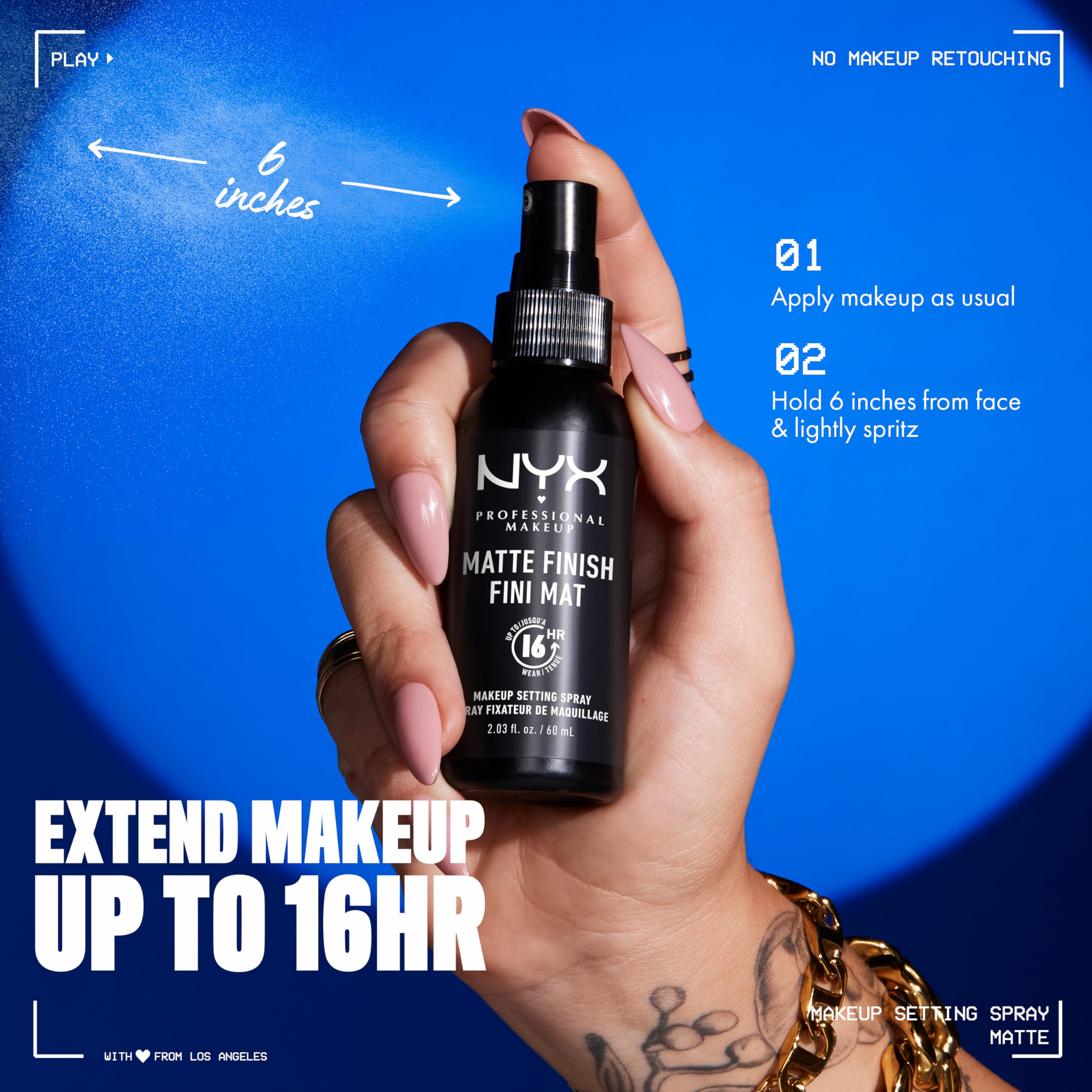 NYX PROFESSIONAL MAKEUP Makeup Setting Spray - Dewy Finish, Long-Lasting Face Mist for up to 16HR Wear, Vegan Formula