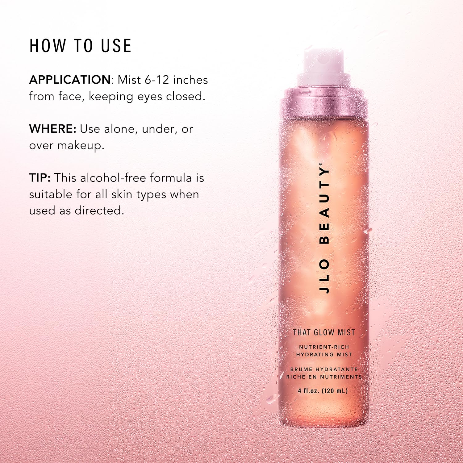 JLO BEAUTY That Glow Mist Hydrating Face Spray – Niacinamide, Hyaluronic Acid & Ceramide Complex – Refreshing Vitamin Mist for Instant Glow & Dewy Skin, 4 oz