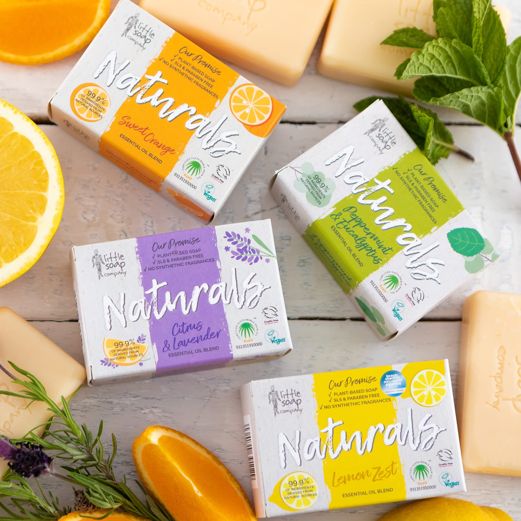 Little Soap Company Natural Range - Citrus & Lavender Soap Bar 100g | Vegan, Cruelty Free & Eco Friendly Body, Face & Hand Soap | Free from SLS & Parabens | Antibacterial with Cleansing Essential Oils Halalzen