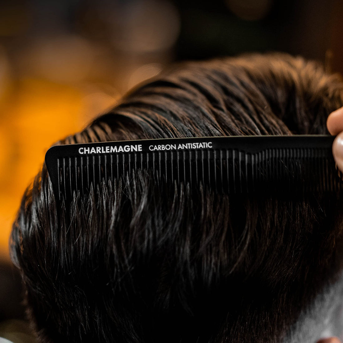 Charlemagne Carbon Fibre Hair Comb - Fine Tooth Mens Comb, 1 Pack - Carbon Cutting & Styling Tool for Men - Antistatic Grooming for Hair & Beard - Curl Detangling Tool for Mens Thick & Fine Locks Halalzen
