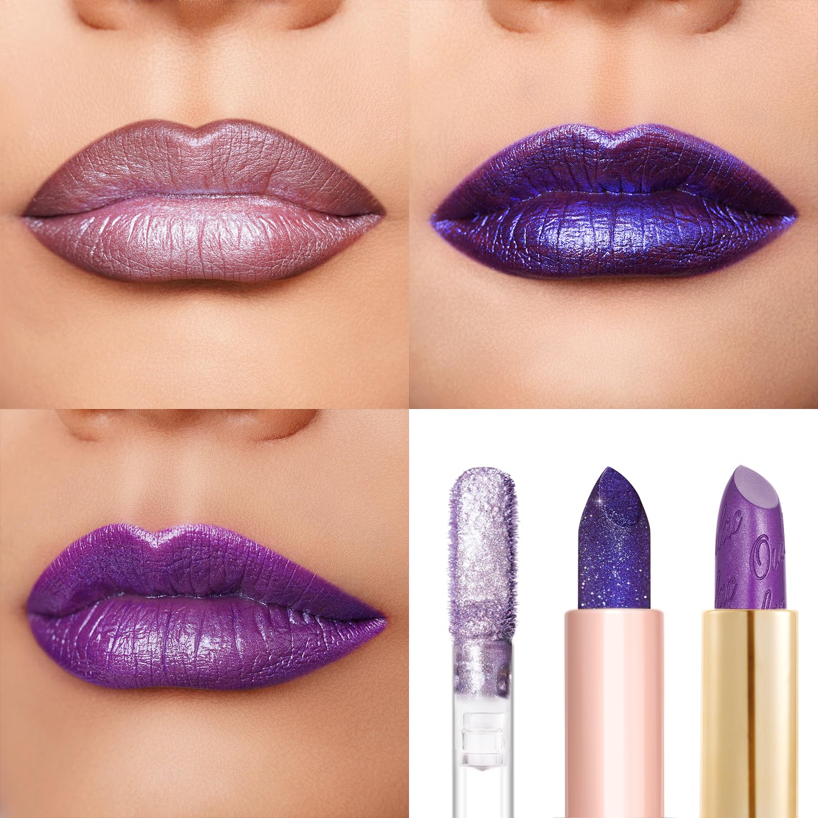 Oulac Metallic Diamond Shine Liquid Lip Gloss - Glitter Glossy for Lip & Eye, Long Lasting 24H + & Waterproof, Lightweight Lip Stain, 3D Metallic Finish, No Transfer, Vegan, 4.5ml,MD05 Loose Control Halalzen