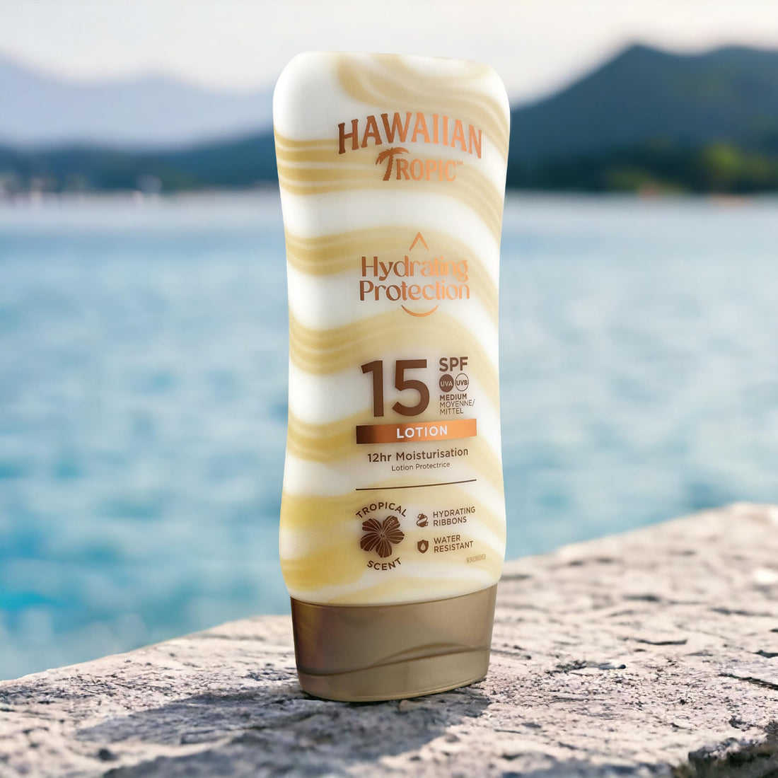 Hawaiian Tropic Hydrating Protection Sunscreen Lotion, Water Resistant SPF 30 UVA Plus UVB Protection Suncream, 12-Hour Moisturising Sun Lotion with Cocoa and Shea Butter, 180 ml