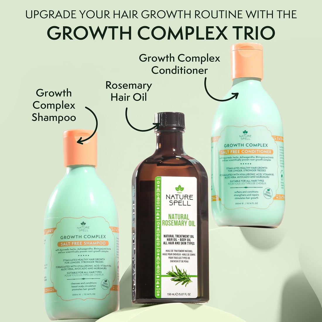 Nature Spell Rosemary Oil for Hair Growth, Pre-Diluted Scalp Oil, Stimulates Growth, Strengthens Dry and Damaged Strands, Nourishes Split Ends, Colour Safe, For All Hair Types, Vegan, 150 ml