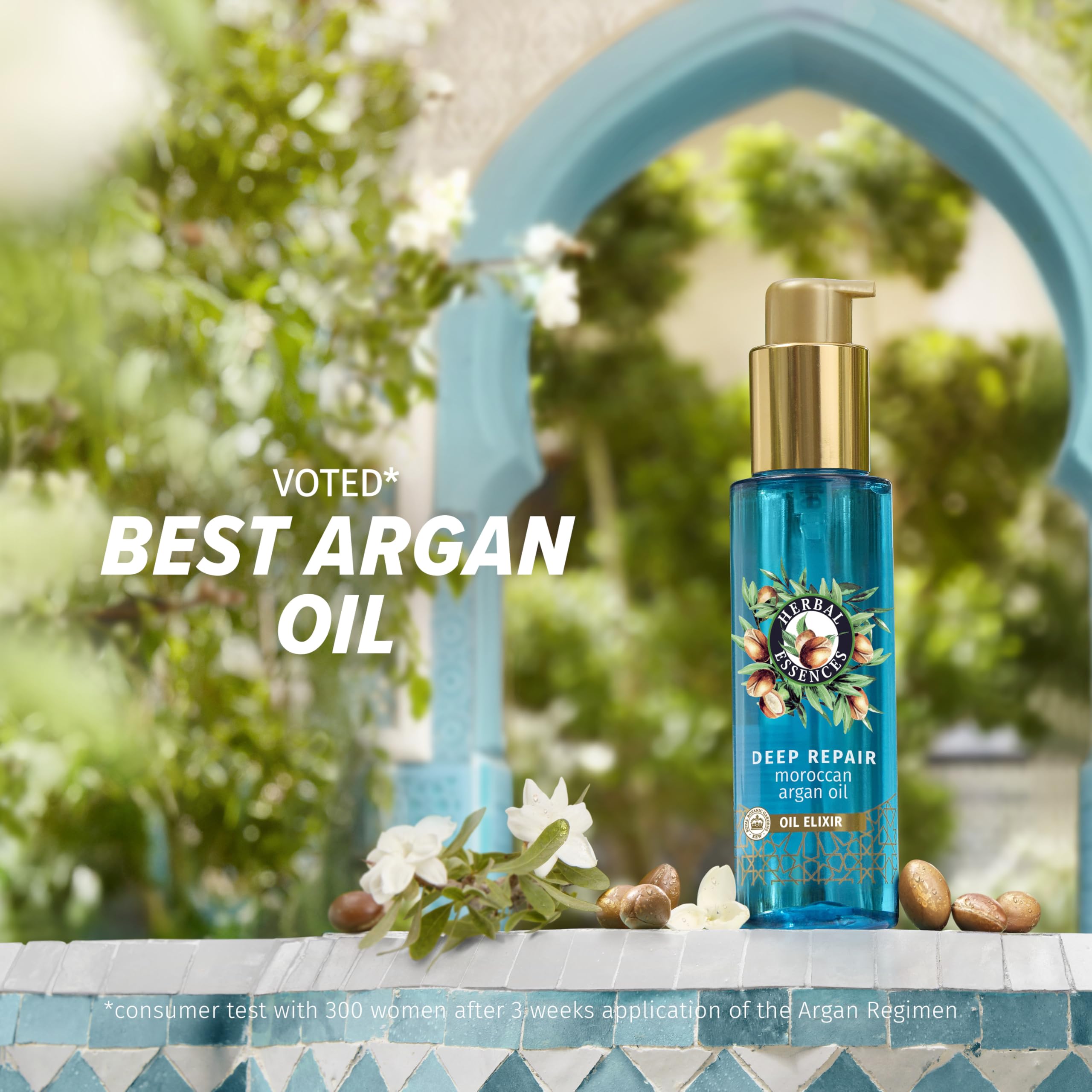 Herbal Essences Deep Repair Moroccan Argan Oil Elixir 95ml for Smooth and Shiny Hair. Deeply Penetrates Hair to Nourish, Strengthen and Repair. Lightweight and Vegan Formula