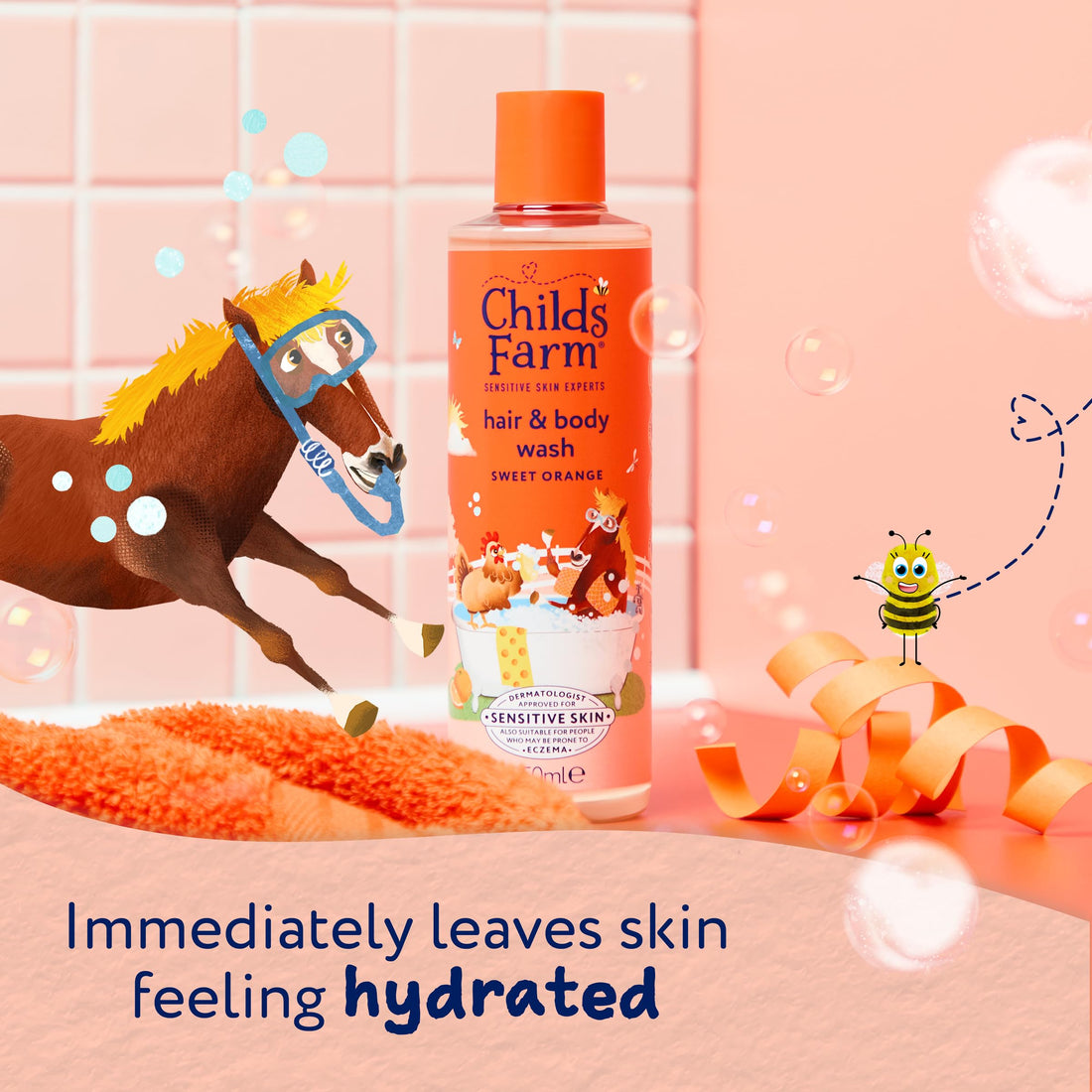 Childs Farm Kids 3 in 1 Swim, Strawberry & Mint - Body Wash, Shampoo & Conditioner | Tear-free | Suitable for Dry, Sensitive Skin, 250ml