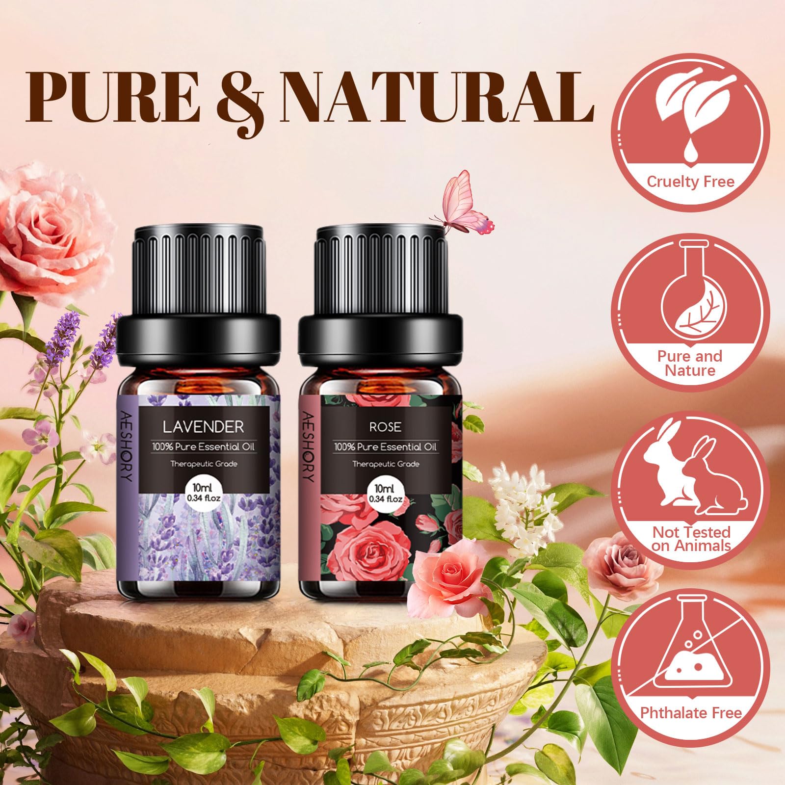 AESHORY 6 x 10ml Hotel Essential Oils Set, Premium Luxury Aroma Oil Scented Oil for Diffuser for Home, Humidifier, Candle Making, Air Freshening