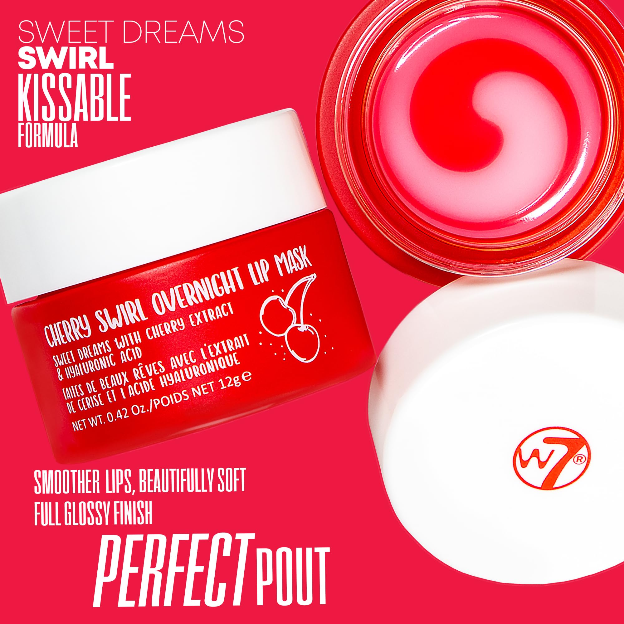 W7 Super Sweet Dreams Overnight Strawberry Lip Mask - Vitamin E, Aloe Vera and Grape Seed Oil - For Hydrated, Full Looking & Irresistible Lips - 20ml Halalzen