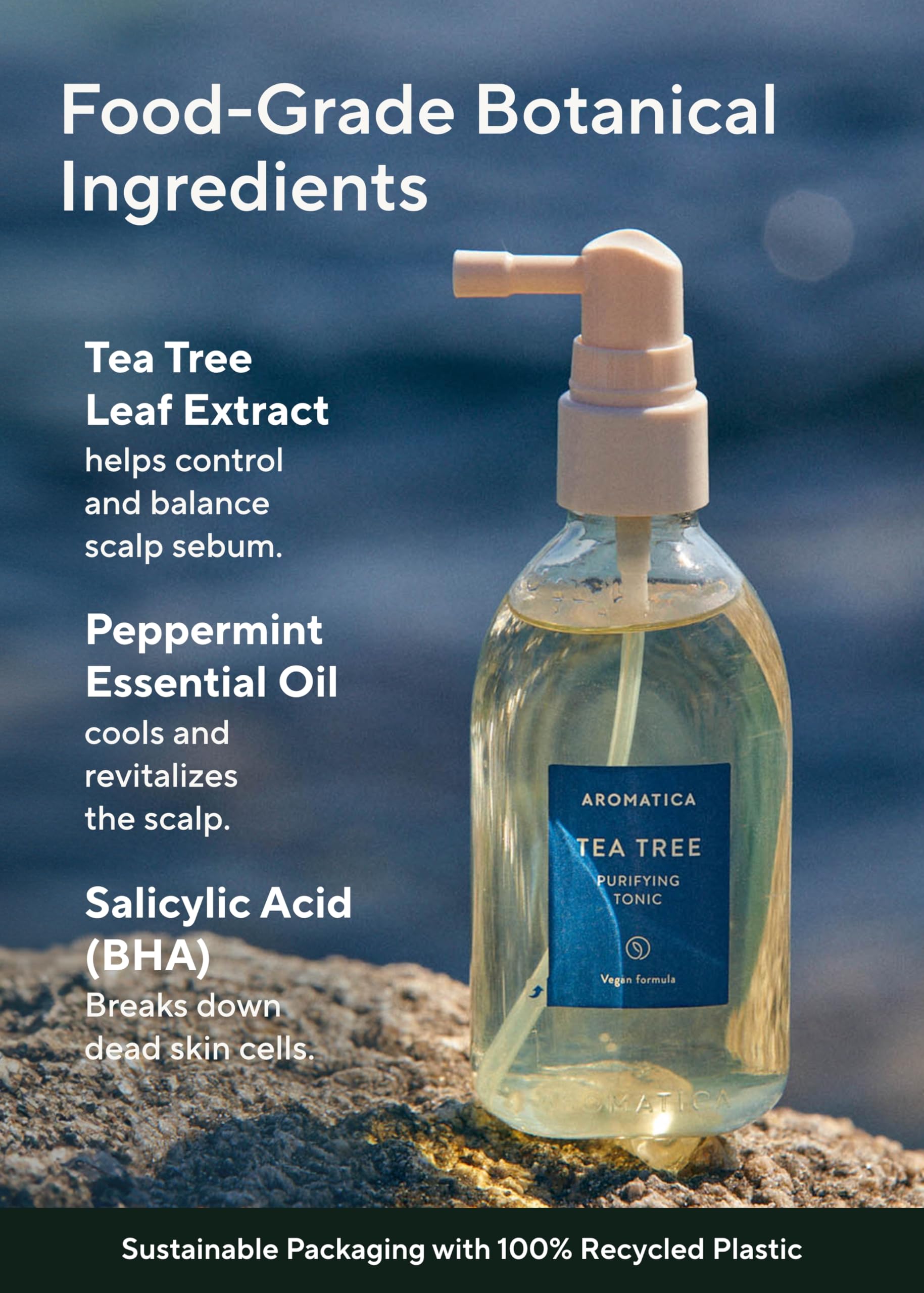 AROMATICA Root Enhancer Rosemary water spray for hair growth – Flaky & Itchy & Dry Scalp Treatment – Hair Oil for Scalp Exfoliator & Detox – Free from Sulfate, Silicone, and Paraben (100ml)