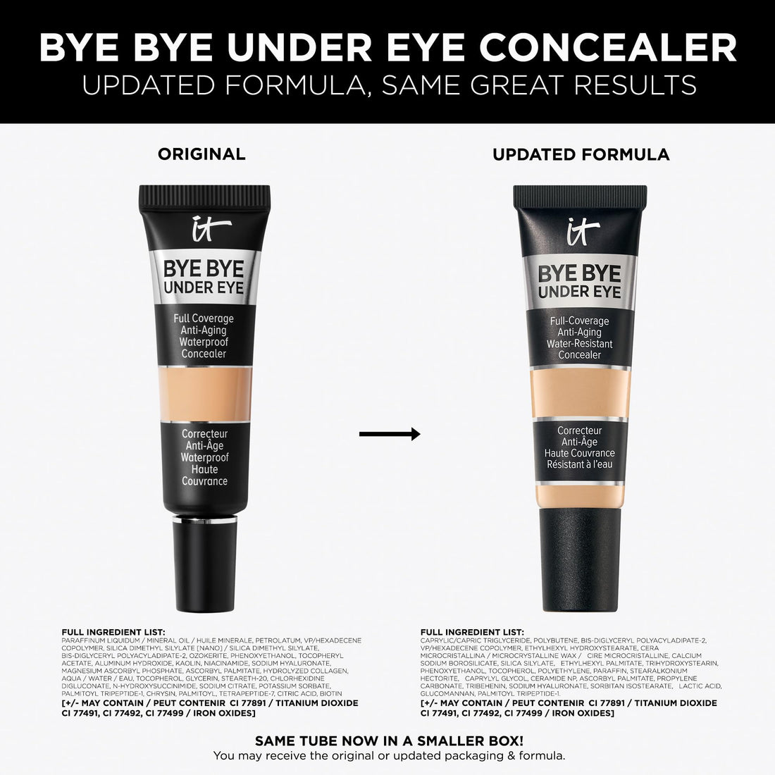 IT Cosmetics Bye Bye Under Eye Concealer, Highly Pigmented and Water-Resistant with Long-Wearing Finish, Conceal look of Dark Circles, with Peptides, Hydrolysed Collagen & Antioxidants 12ml Halalzen