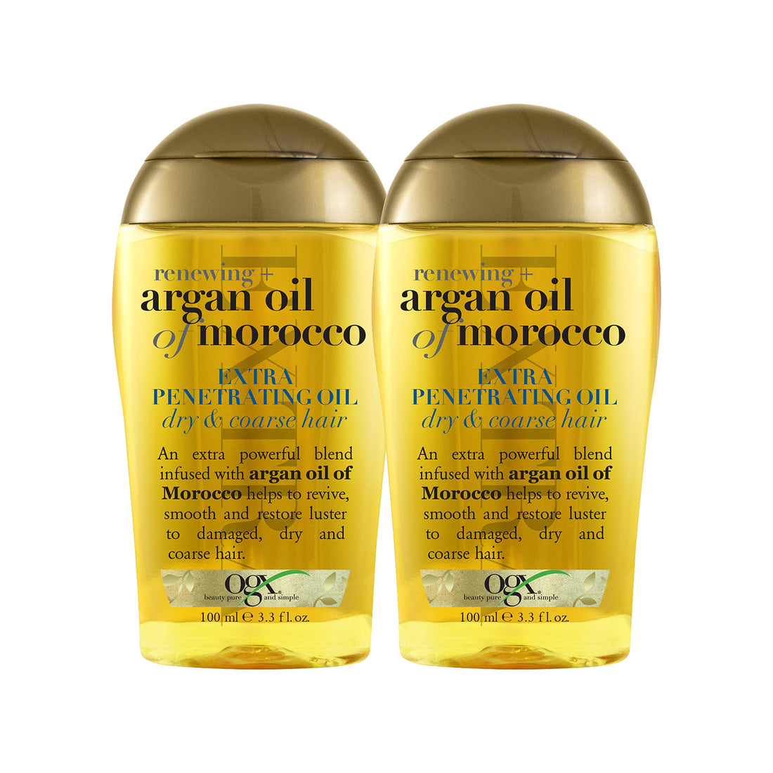 OGX Renewing + Argan Oil of Morocco Hair Oil, Extra Strength Penetrating Serum Treatment for Dry, Damaged, Frizzy, Curly & Coarse Hair, Cold-Pressed Argan Oil, Shine, 3.3 Fl Oz Halalzen