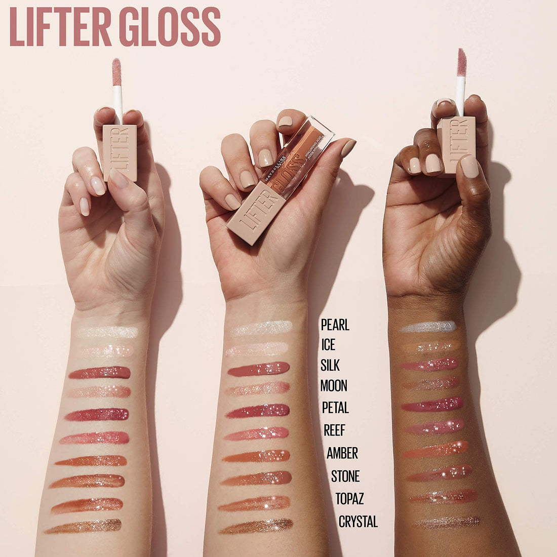 Maybelline Lifter Gloss, Hydrating Lip Gloss with Hyaluronic Acid, 002 Ice (Light Pink), Creates Fuller-Looking, Shiny, Moisturised and Plumped Lips. Non-sticky Halalzen