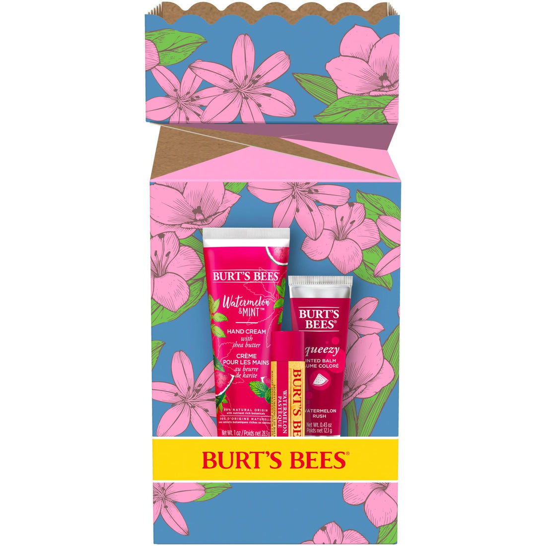 Burt's Bees Lip Balm Gift Set, Beeswax, Strawberry, Tropical Pineapple, Dragonfruit Lemon, In Full Bloom, 4x4.25g Halalzen