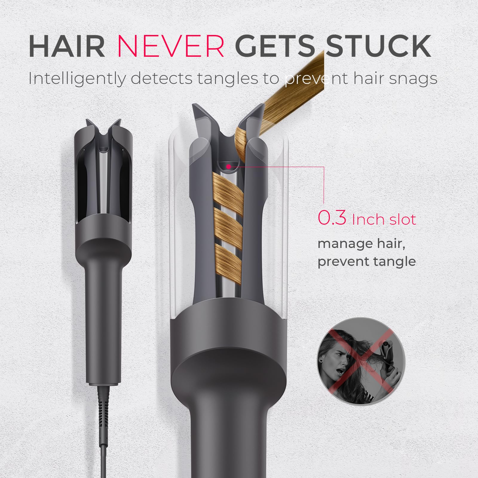 TYMO Hair Curler Automatic Rotating - CURLPRO, Beach Waves Curling Wand, Anti-Scald Curling Iron, Portable 500 Million Ionic, Dual Voltage & Lightweight for Travel, Ceramic Coating, Gray 1.25 inch Halalzen