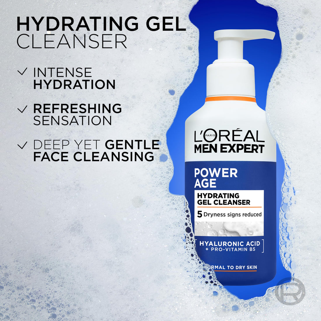 L'Oréal Men Expert Derma Control Purifying Cleansing Gel for Oily & Blemish-Prone Skin, Salicylic Acid & Niacinamide Deep Cleanser, Removes Dead Skin Cells, Unclogs Pores, 260ml