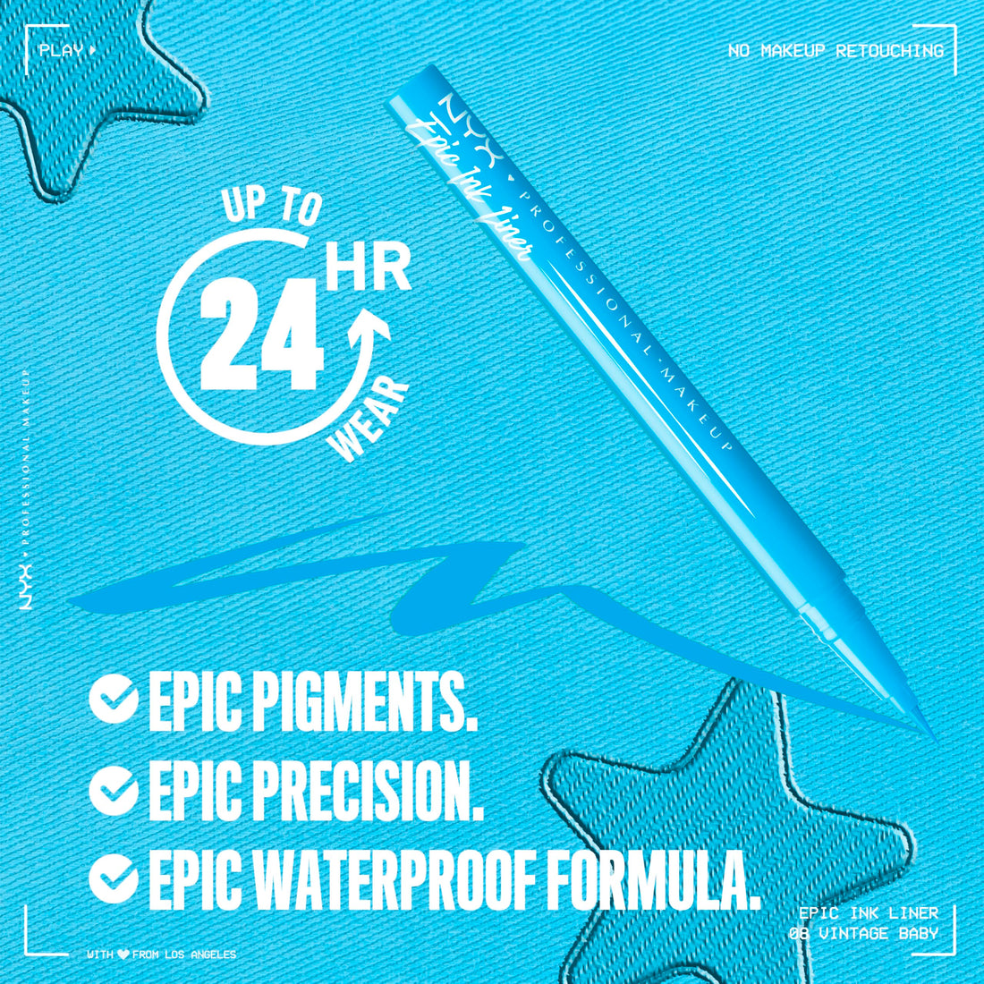 NYX PROFESSIONAL MAKEUP Epic Ink Liner, Waterproof Liquid Eyeliner - Black, Vegan Formula