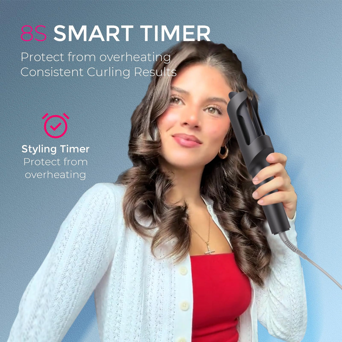 TYMO Hair Curler Automatic Rotating - CURLPRO, Beach Waves Curling Wand, Anti-Scald Curling Iron, Portable 500 Million Ionic, Dual Voltage & Lightweight for Travel, Ceramic Coating, Gray 1.25 inch Halalzen