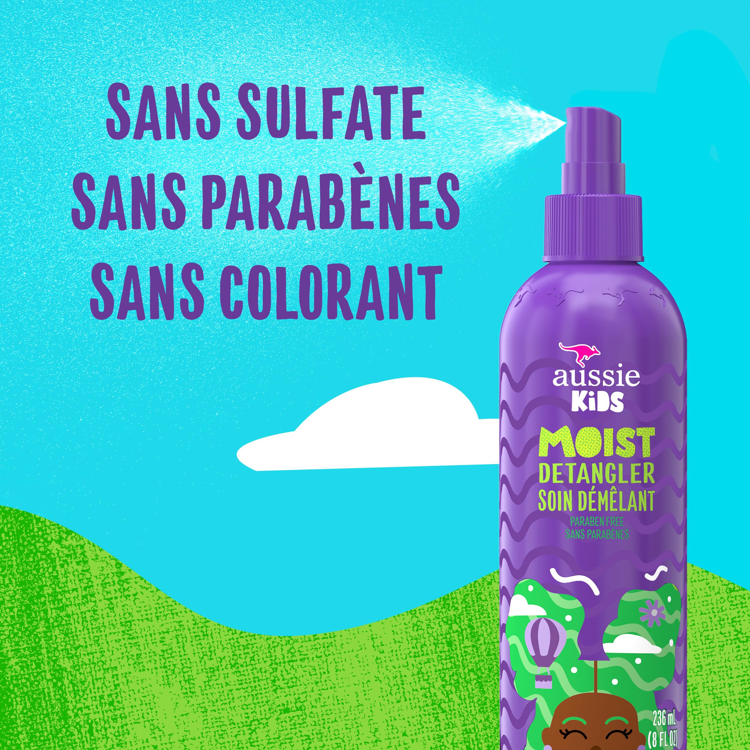 Aussie Kids Moist Detangler Spray, Sulfate & Paraben Free, Moisturizing & Tangle-Free Hair Care for Kids, Cruelty-Free, 8 Fl Oz Each, 3 Pack Halalzen