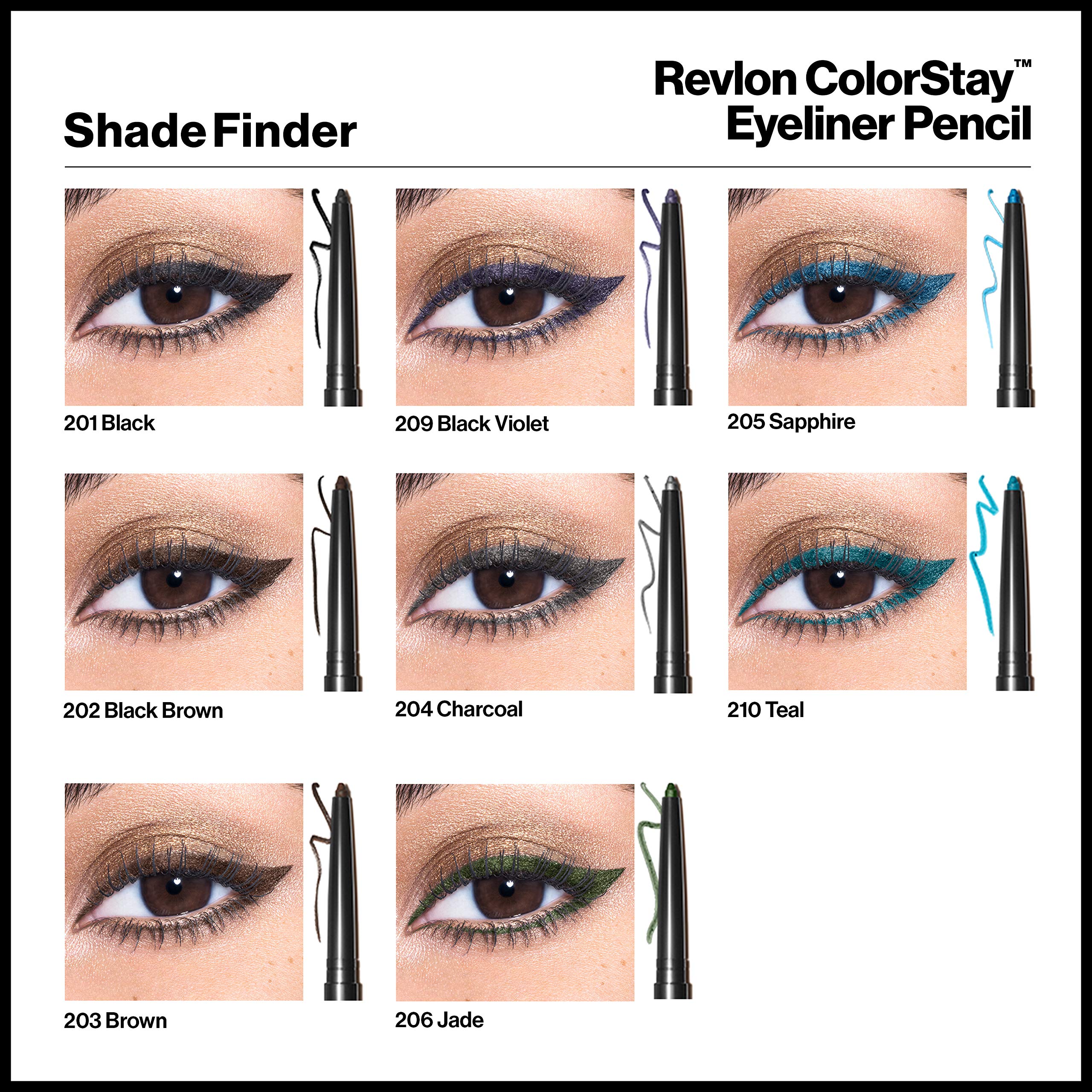 Revlon ColorStay Pencil Waterproof Eyeliner, Smudge-Proof, Eye Makeup with Built-In Sharpener, 201 Black, 2 pack