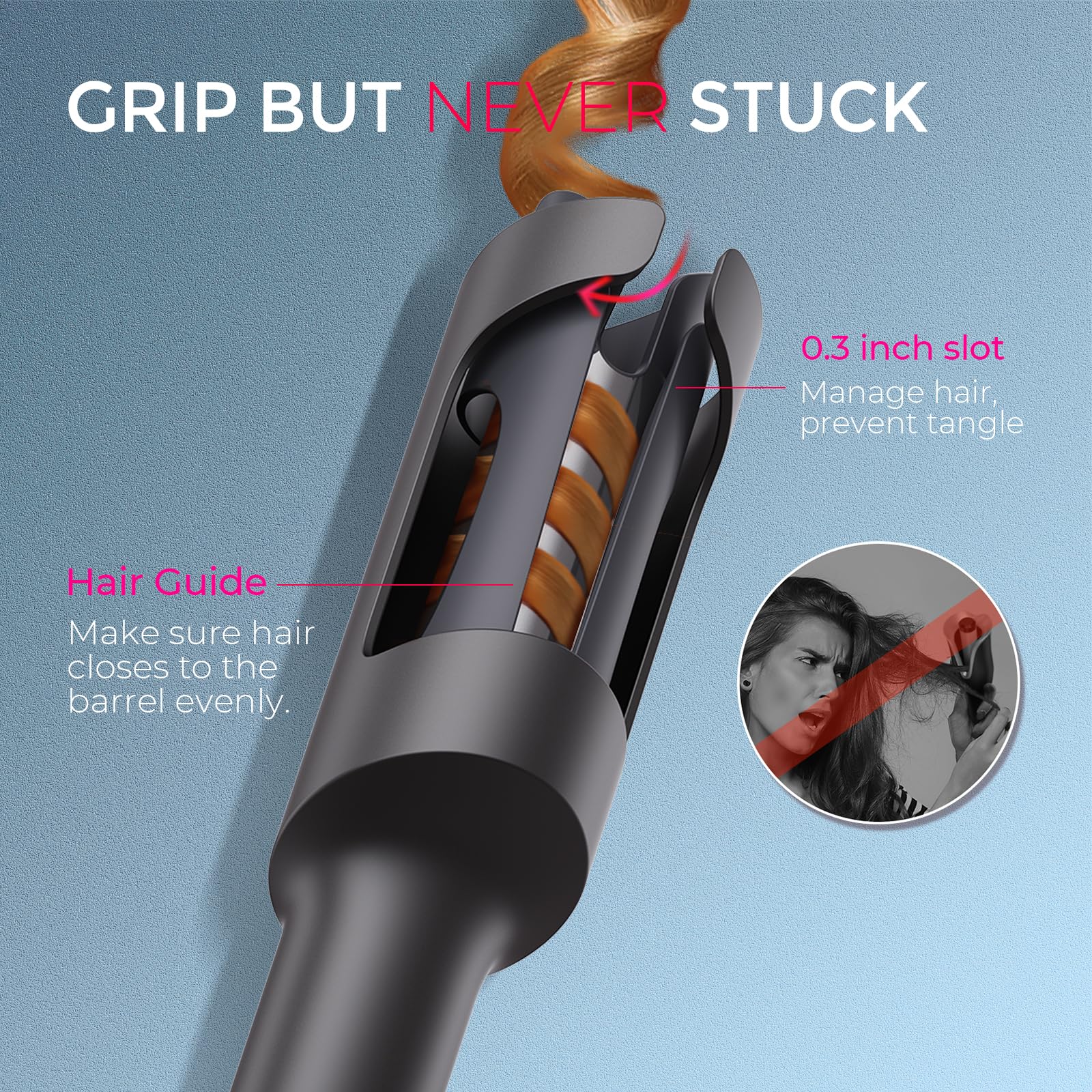 TYMO Hair Curler Automatic Rotating - CURLPRO, Beach Waves Curling Wand, Anti-Scald Curling Iron, Portable 500 Million Ionic, Dual Voltage & Lightweight for Travel, Ceramic Coating, Gray 1.25 inch Halalzen