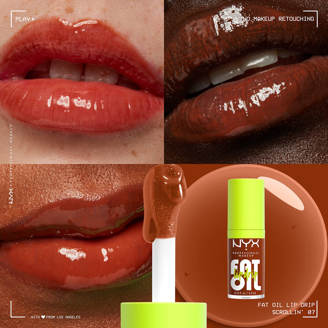 NYX PROFESSIONAL MAKEUP Fat Oil Lip Drip, Moisturizing Lip Oil Gloss, Vegan Tinted Formula, Up to 12 HR Hydration - My Main (Clear) Halalzen