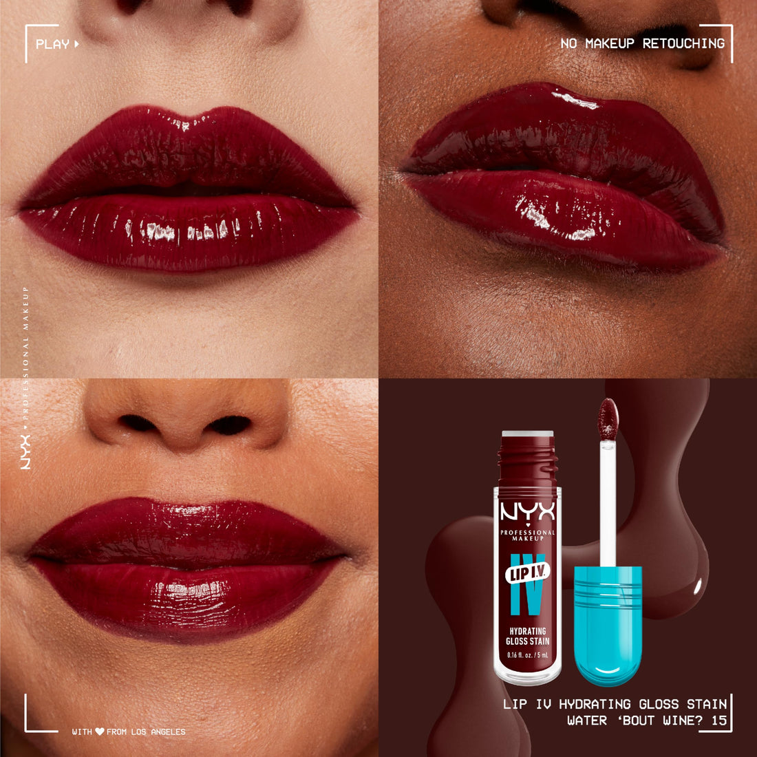 NYX PROFESSIONAL MAKEUP Lip IV Hydrating Glossy Lip Stain, Long-Lasting, Tinted, Vegan Formula with 12 HR Hydration - Hydra Honey (Brown)