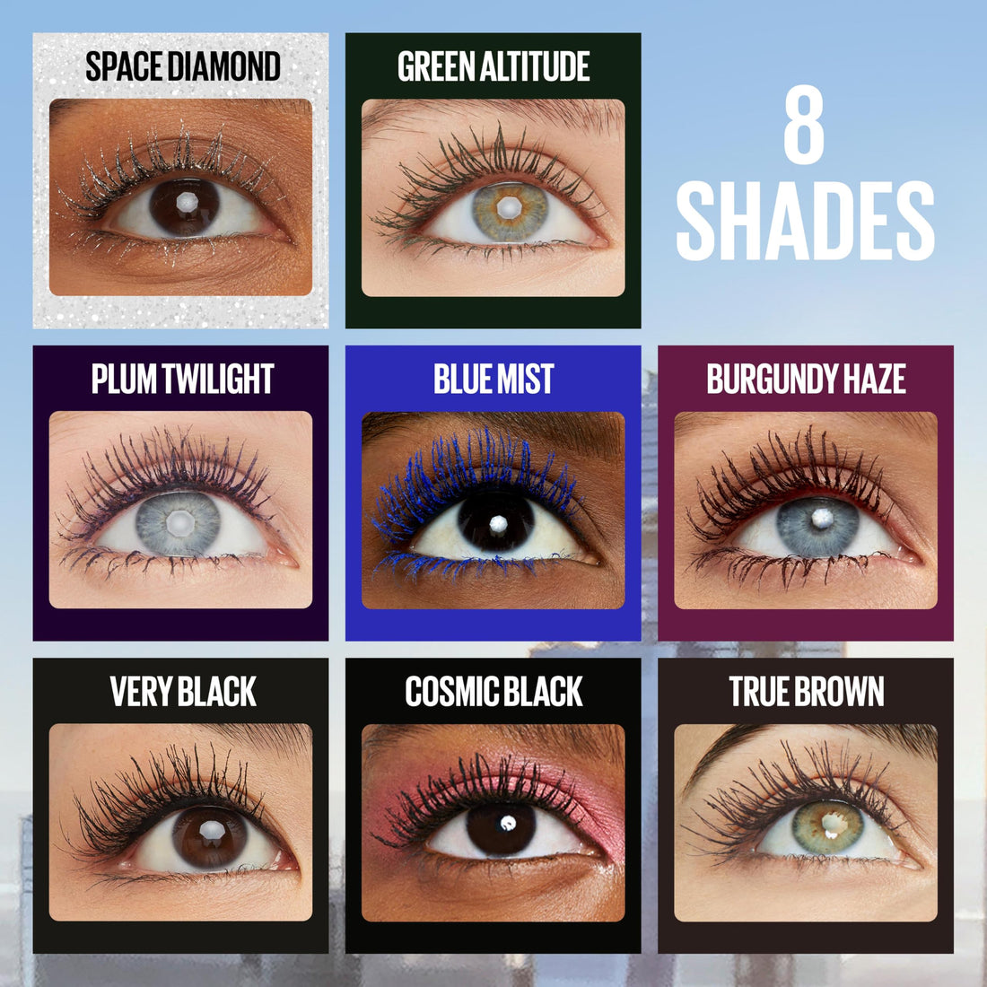 Maybelline Lash Sensational Sky High Washable Mascara Make-up, Volumen, Verlängerung, Definition, Schwung, Multiplikation, aufbaufähige Formel, Very Black, 1 Stück
