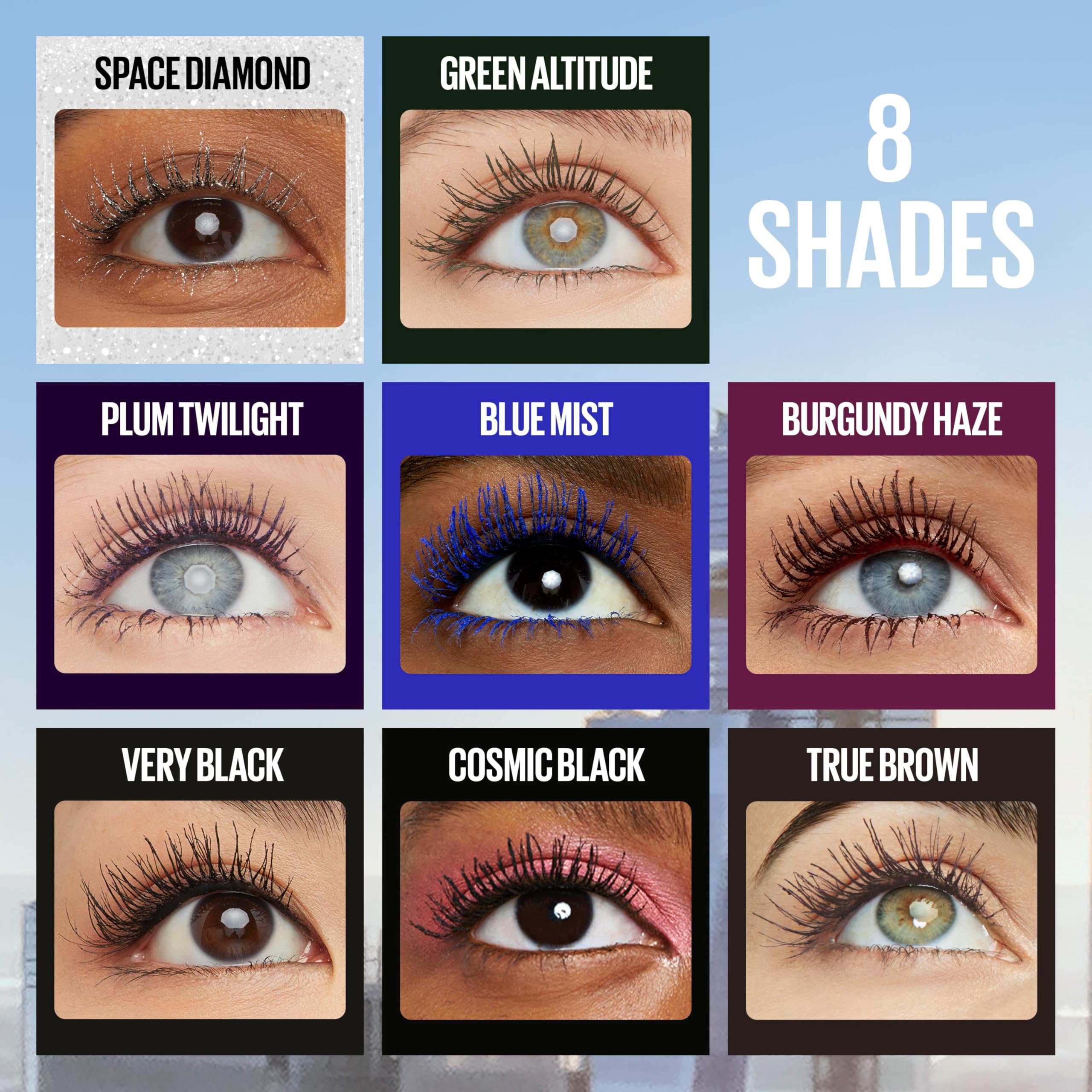 Maybelline Lash Sensational Sky High Washable Mascara Make-up, Volumen, Verlängerung, Definition, Schwung, Multiplikation, aufbaufähige Formel, Very Black, 1 Stück
