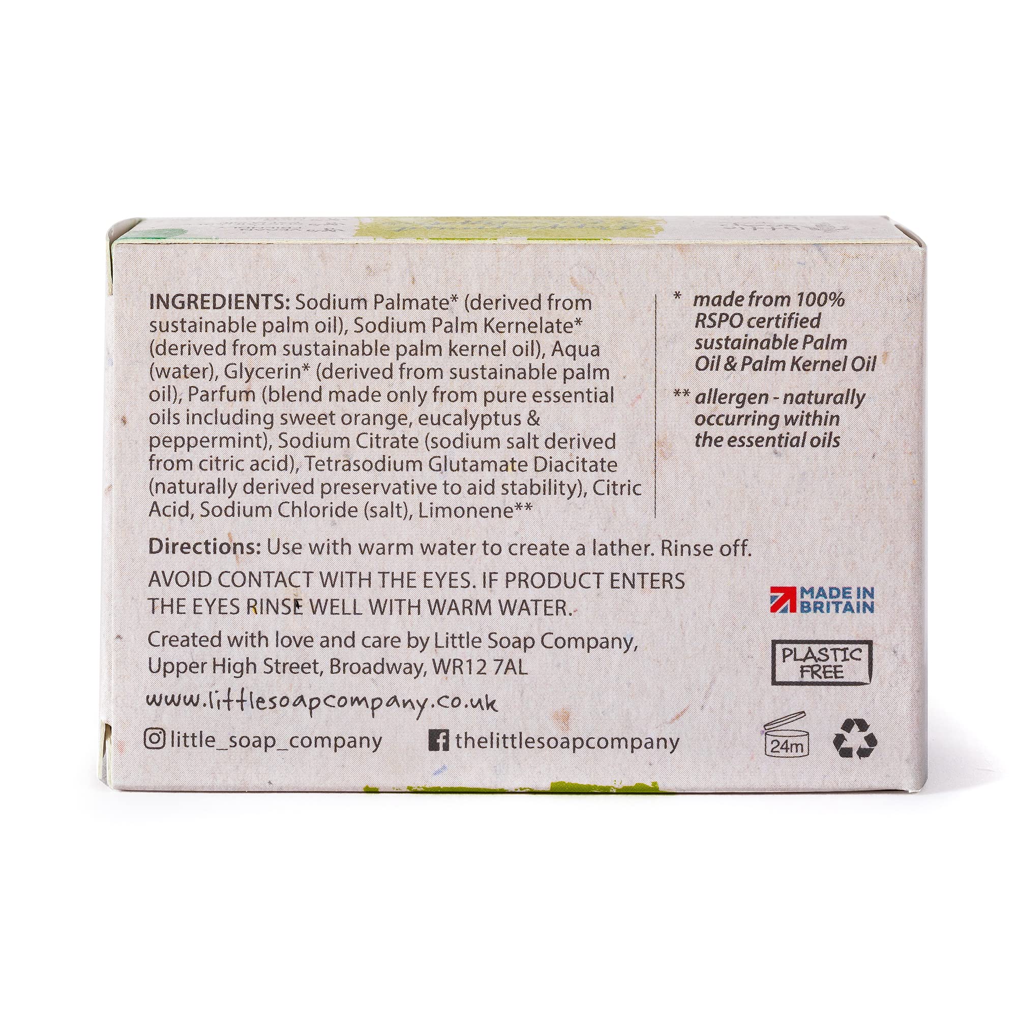 Little Soap Company Natural Range - Citrus & Lavender Soap Bar 100g | Vegan, Cruelty Free & Eco Friendly Body, Face & Hand Soap | Free from SLS & Parabens | Antibacterial with Cleansing Essential Oils Halalzen