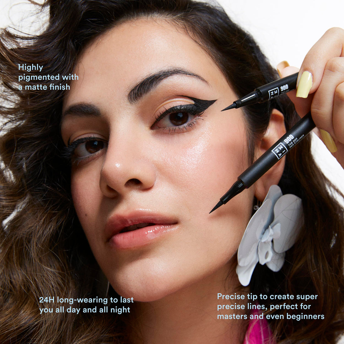3INA MAKEUP - The 24H Pen Eyeliner 900 (mini) - Black Liquid Eyeliner 24h Longwear - Travel Size Matte Liner Sensitive Eyes Halalzen