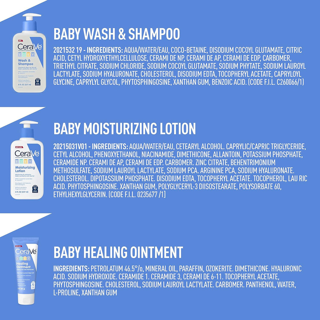 CeraVe Baby Bath Set, 8oz Wash & Shampoo + 8oz Moisturizing Lotion + 3oz Healing Ointment, Fragrance, Parabens, Phthalates, & Tear Free Baby Bath Essentials Halalzen