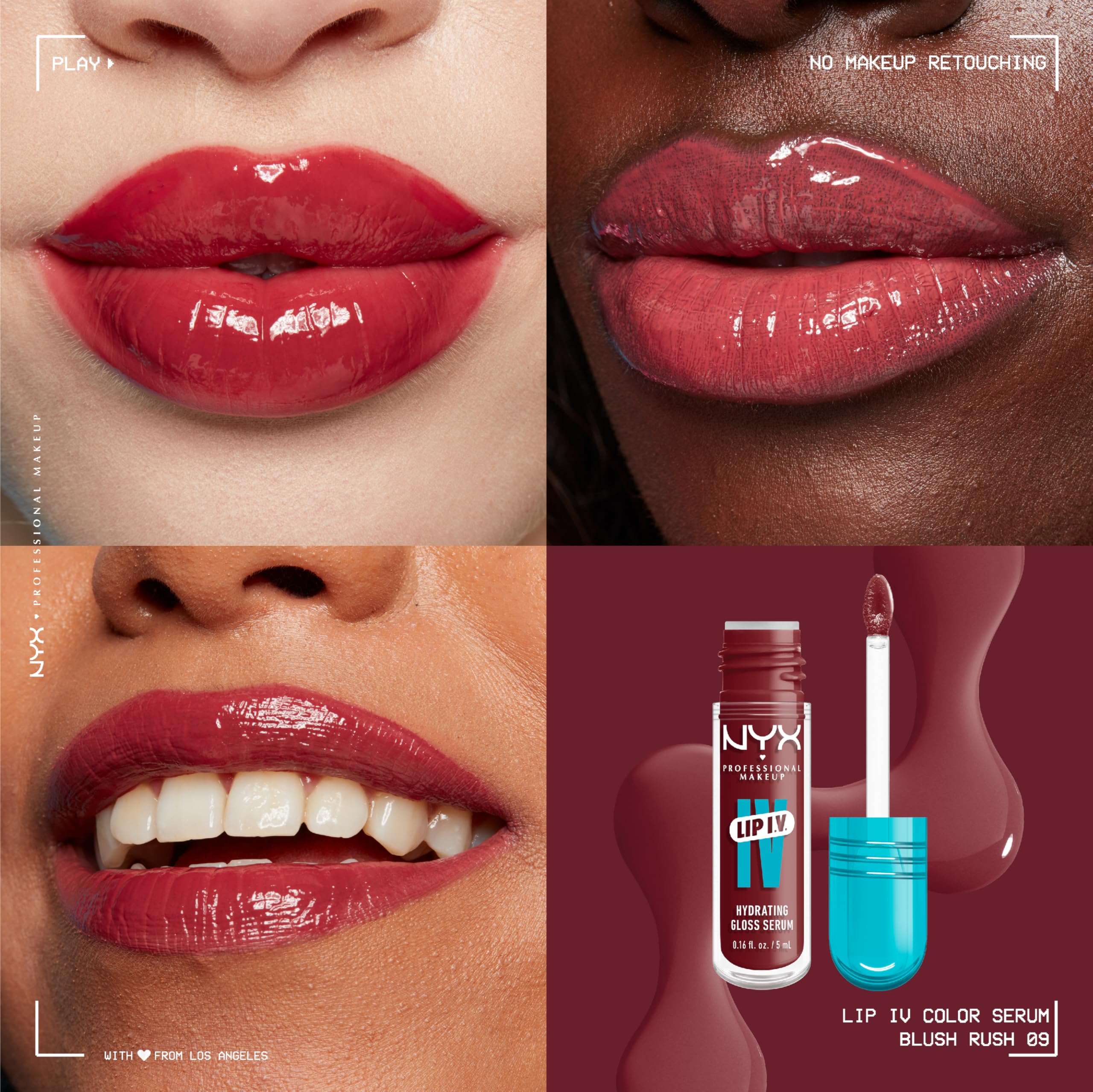 NYX PROFESSIONAL MAKEUP Lip IV Hydrating Glossy Lip Stain, Long-Lasting, Tinted, Vegan Formula with 12 HR Hydration - Hydra Honey (Brown)