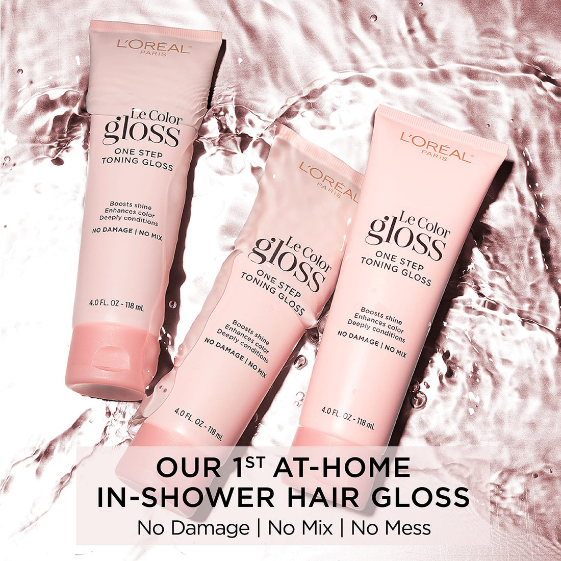 L’Oreal Paris Le Color Gloss One Step In-Shower Toning Hair Gloss for Bleached Hair, Neutralizes Brass, Conditions & Boosts Shine, Platinum Pearl, 4 Ounce
