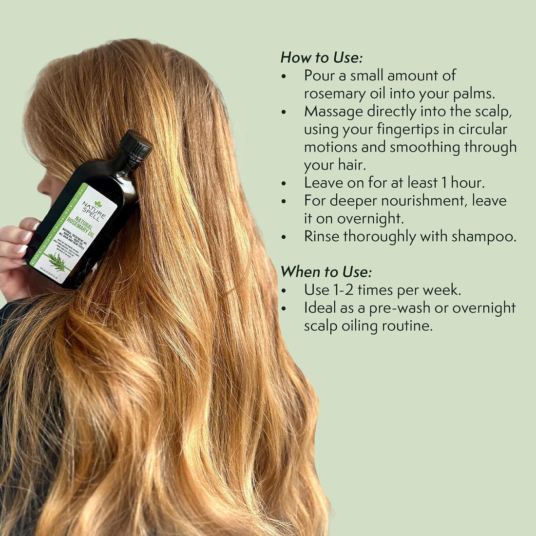 Nature Spell Rosemary Oil for Hair Growth, Pre-Diluted Scalp Oil, Stimulates Growth, Strengthens Dry and Damaged Strands, Nourishes Split Ends, Colour Safe, For All Hair Types, Vegan, 150 ml