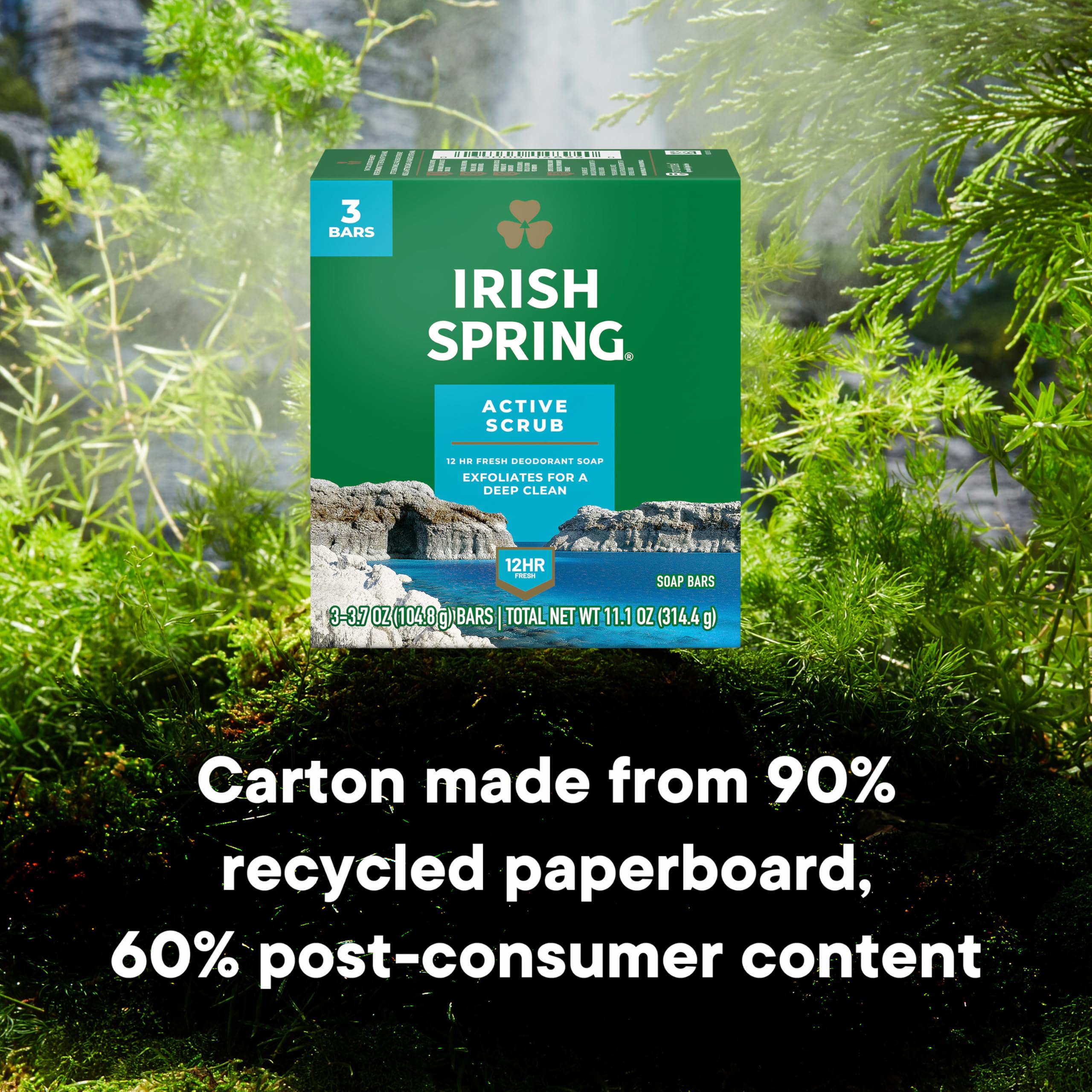 Irish Spring Bar Soap for Men, Original Clean, Smell Fresh and Clean for 12 Hours, Men Soap Bars for Washing Hands and Body, Mild for Skin, Recyclable Carton, 3.7 Ounce - 3 Count (Pack of 8)