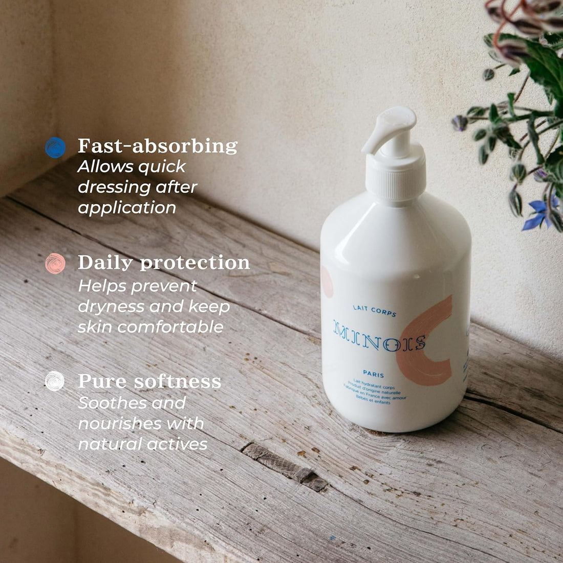 MINOIS PARIS Baby Lotion for Newborn and Kids | Gentle Body Lotion with Aloe Vera, Shea Butter & Almond Oil | Hydrating Non Greasy Baby Moisturizer for Sensitive Skin | Made in France