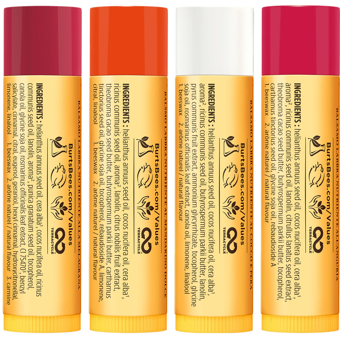 Burt's Bees Lip Balm Gift Set, Beeswax, Strawberry, Tropical Pineapple, Dragonfruit Lemon, In Full Bloom, 4x4.25g Halalzen