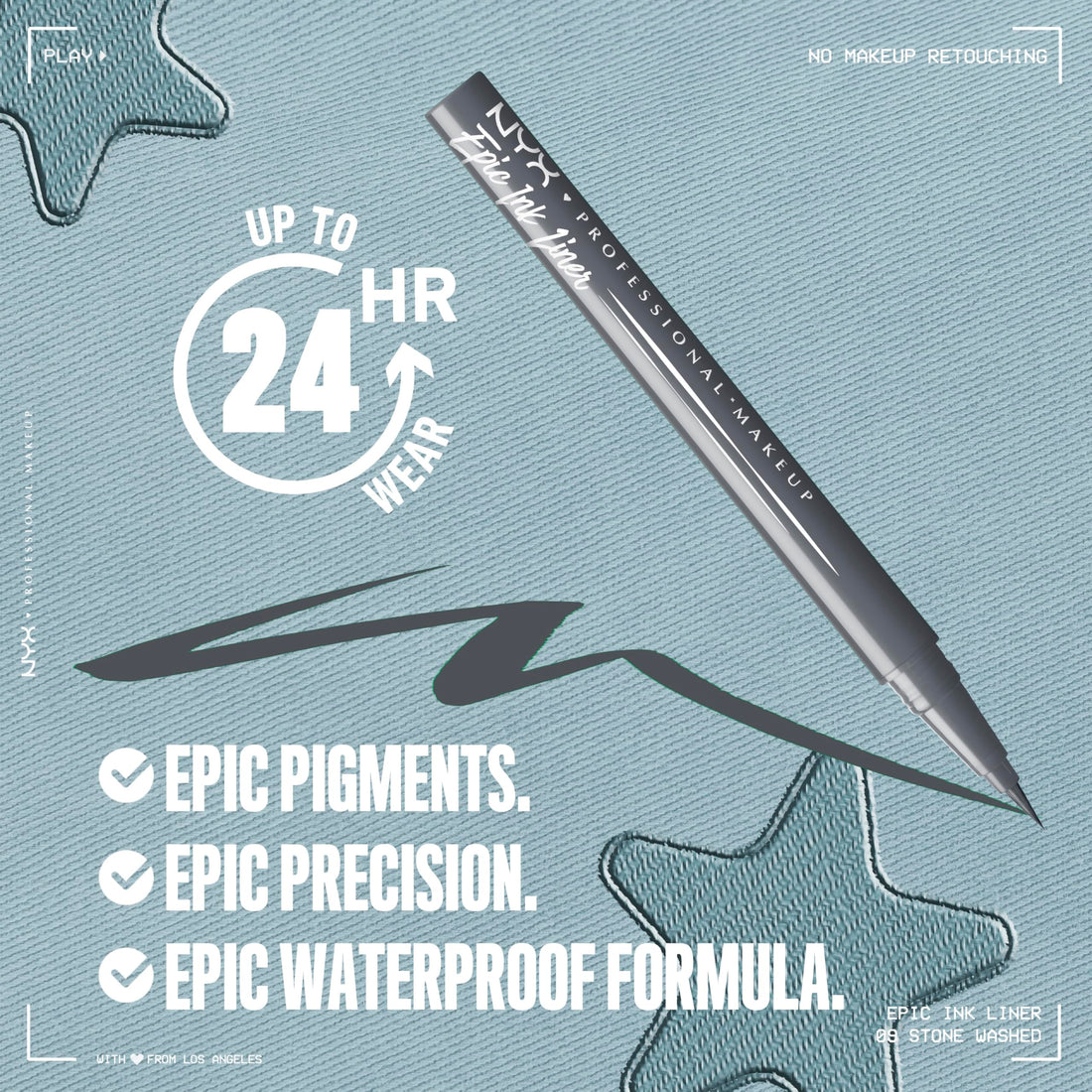 NYX PROFESSIONAL MAKEUP Epic Ink Liner, Waterproof Liquid Eyeliner - Black, Vegan Formula