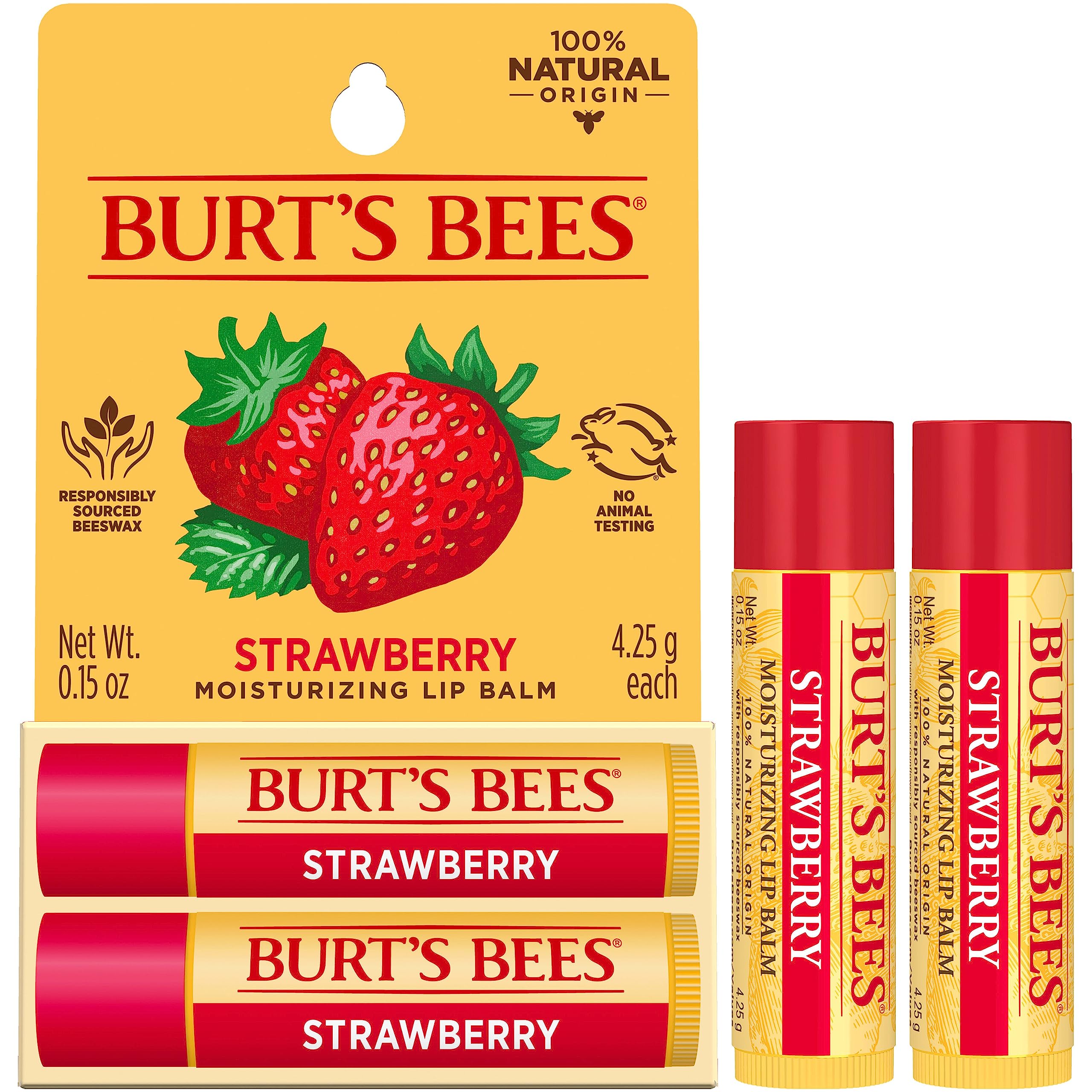 Burt's Bees Lip Balm Multipack, Chapstick Lip Balms With Beeswax And Vitamin E, Duo Value Pack, 2x4.25g Halalzen
